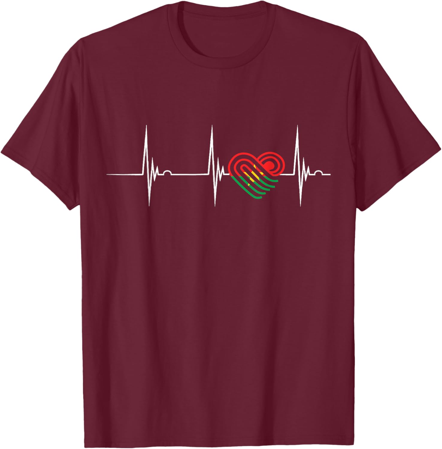 Burkina Faso Heartbeat EKG Pulse T-Shirt Celebrating Burkina Fasoan Roots - 2