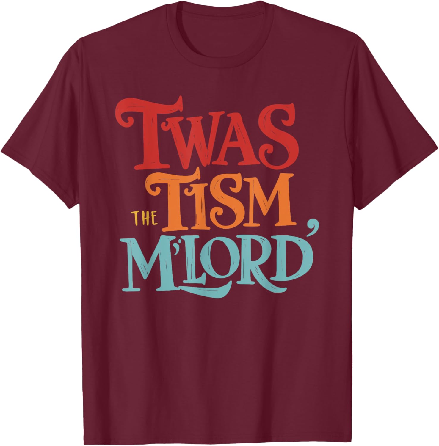 Vintage Style Twas the Tism M'Lord Black T-Shirt for Unisex Adults - 4