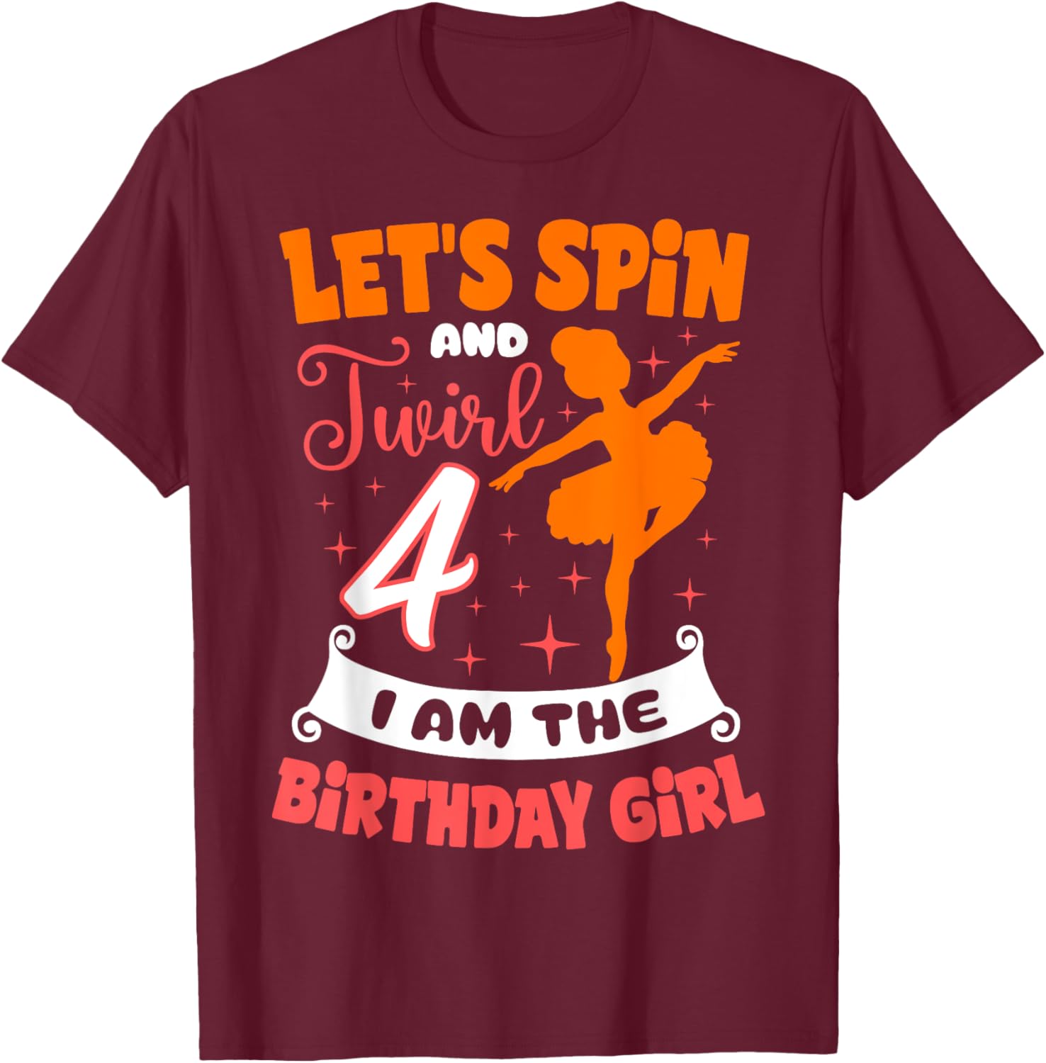 Ballerina Birthday Girl 4th Bday Pointe T-Shirt for Young Dancers - 8