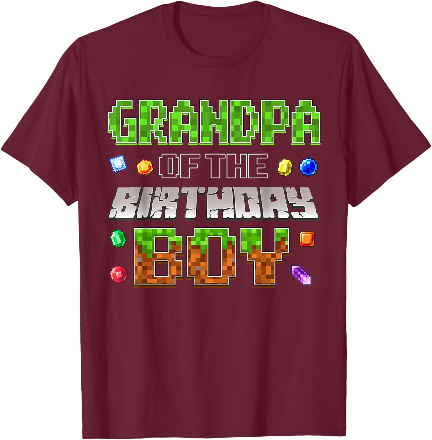 Grandpa of the Birthday Boy Pixel Number T-Shirt for Fun Celebrations - 1