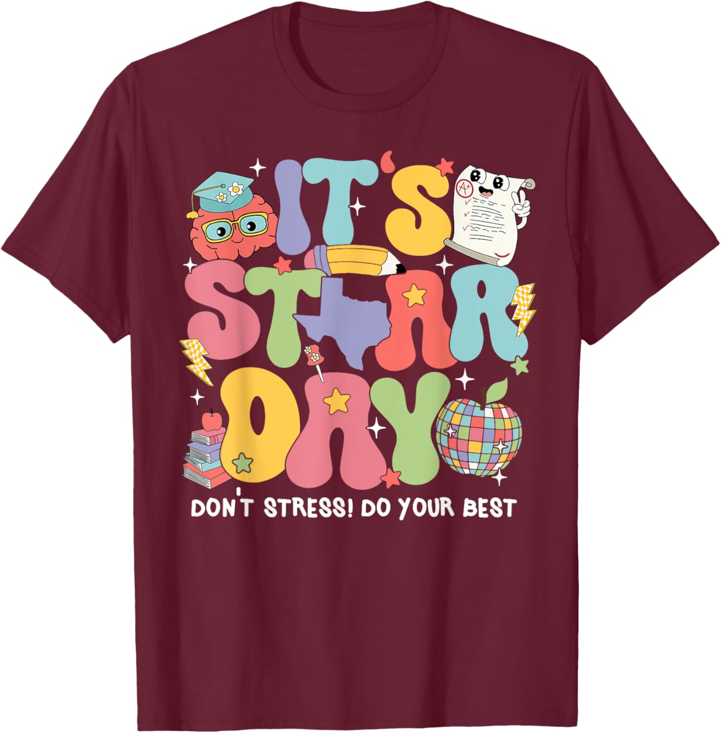 Test Day Groovy STaAR Day Don't Stress T-Shirt for Students - 14
