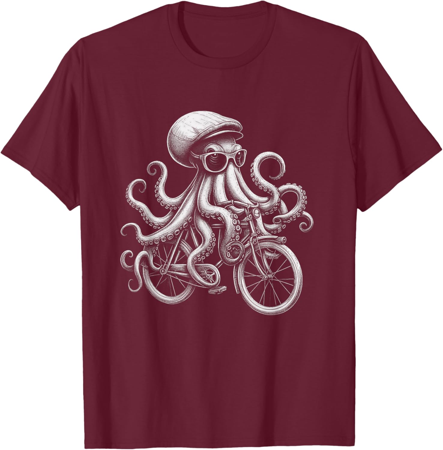 Cool Octopus Riding Bicycle T-Shirt Fun and Unique Graphic Tee for Everyone - 3
