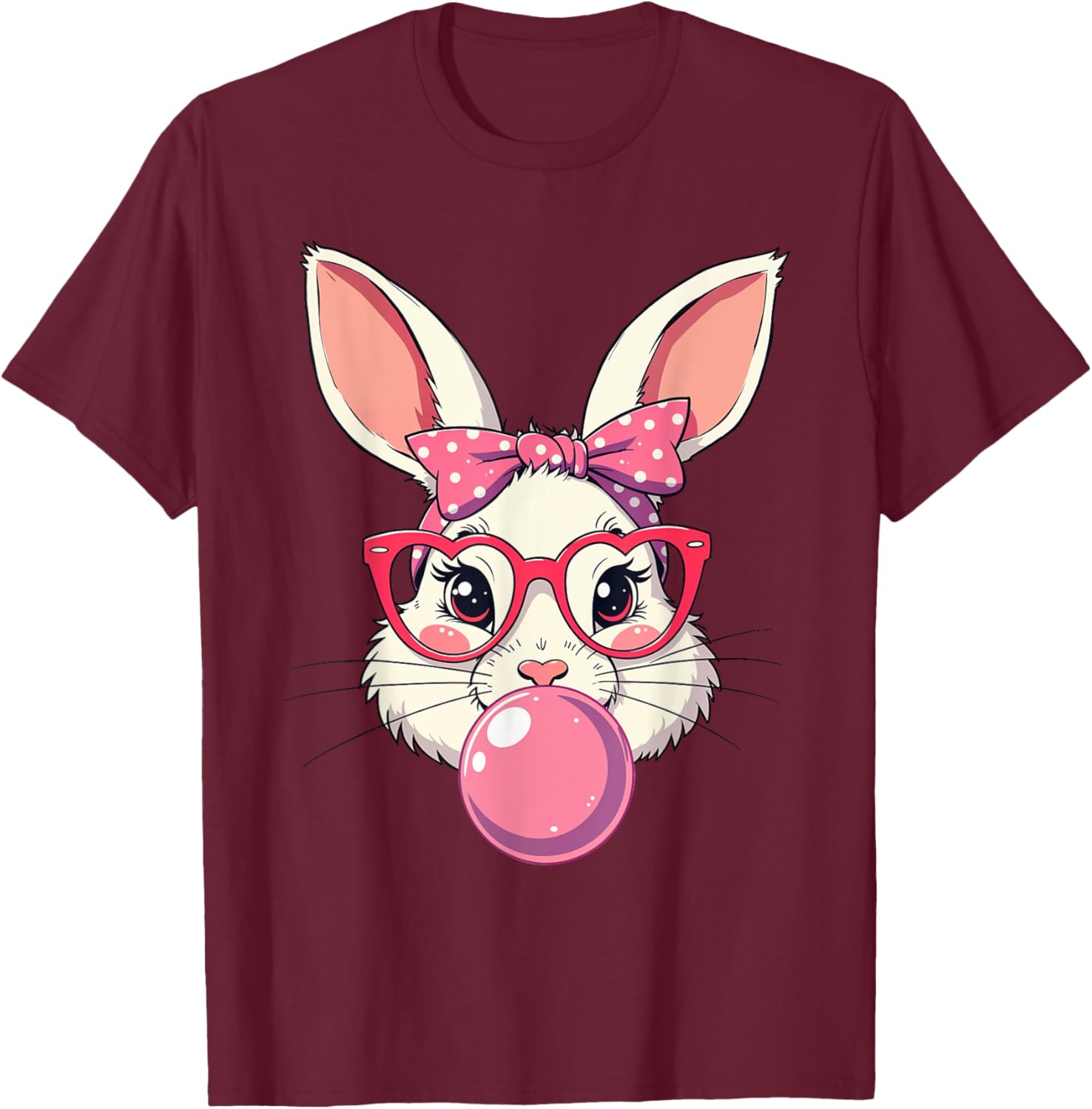 Cute Bunny Face Bow T-Shirt for Easter Fun - Kids and Adults Available - 7