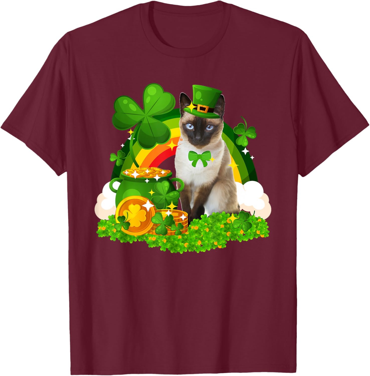 Adorable Leprechaun Siamese Cat St Patrick's Day T-Shirt for Cat Lovers - 5