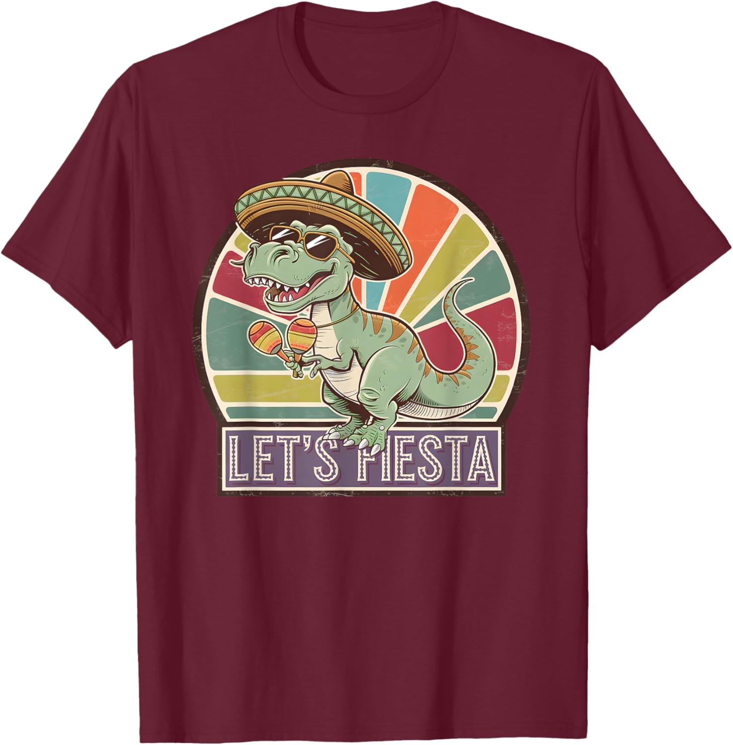Lets Fiesta Mexican Dino T-Rex Cinco de Mayo Toddler Boys T-Shirt - 1