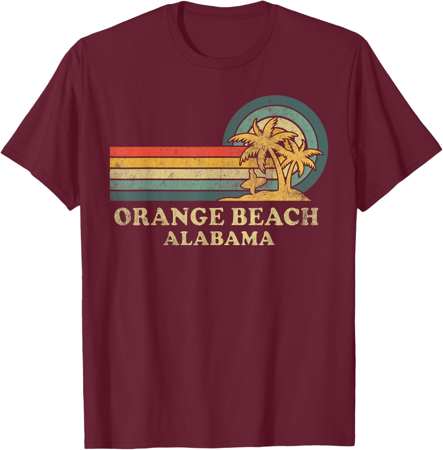 Vintage Palm Tree T-Shirt for Family Vacations in Orange Beach Alabama - 15