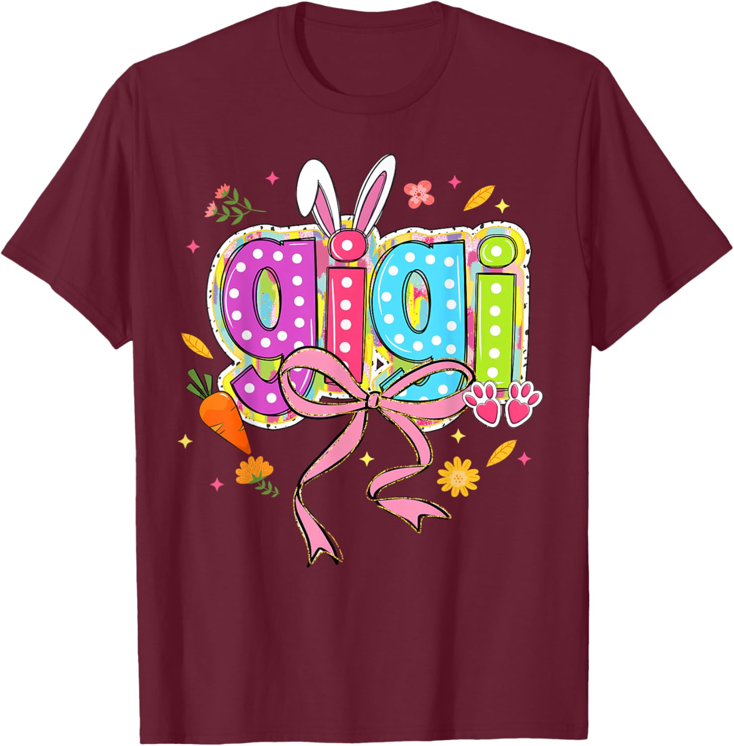 Coquette Bow Bunny Gigi Easter T-Shirt with Boho Floral Design for Family - 18