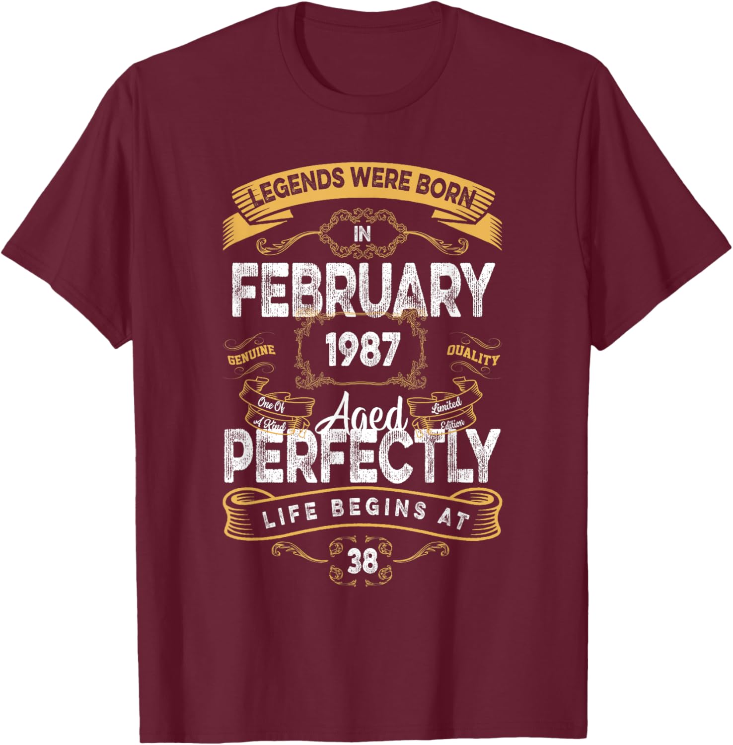 Vintage 38th Birthday T-Shirt for Legends Born in February 1987 - 3