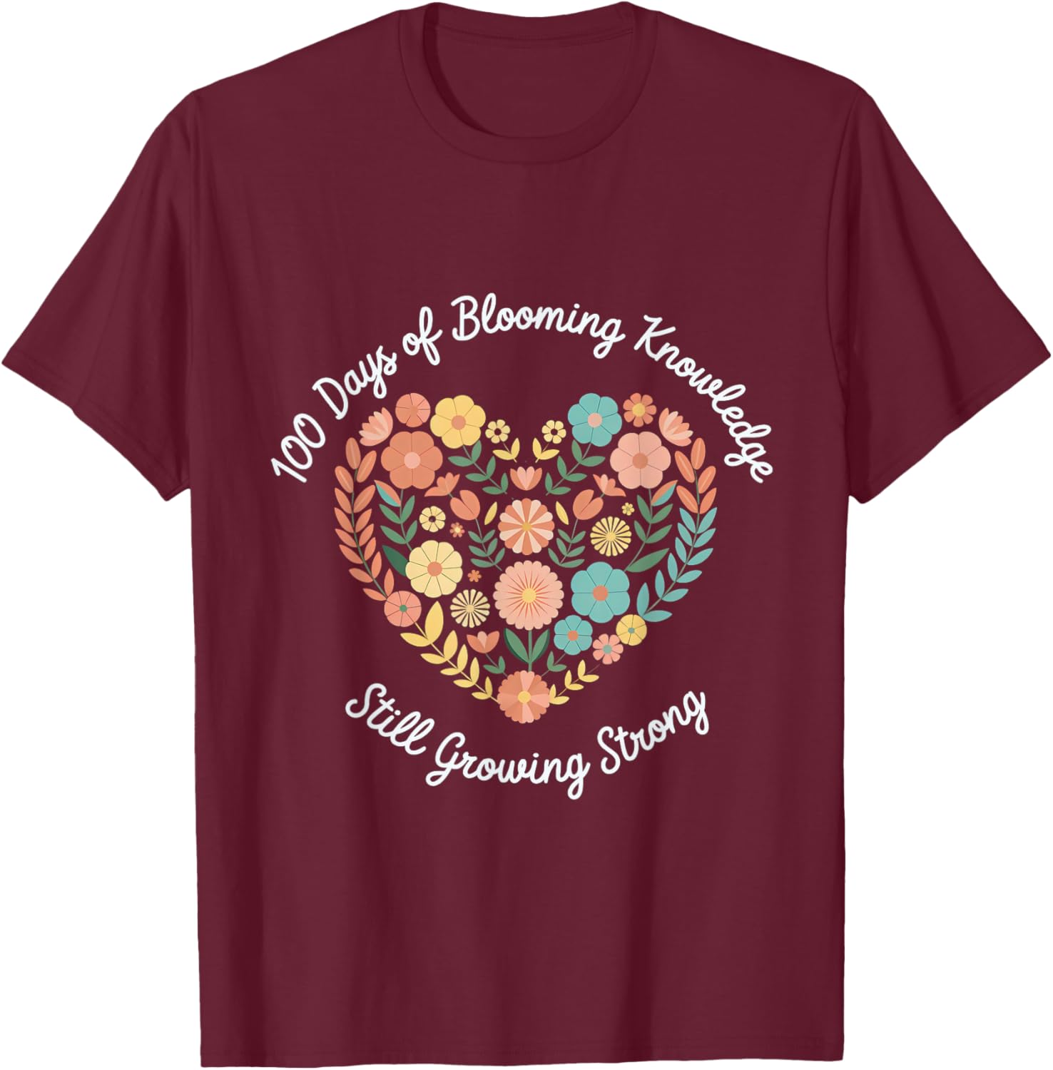 Boho Flowers 100th Day of School Teacher T-Shirt for Classroom Fun - 7