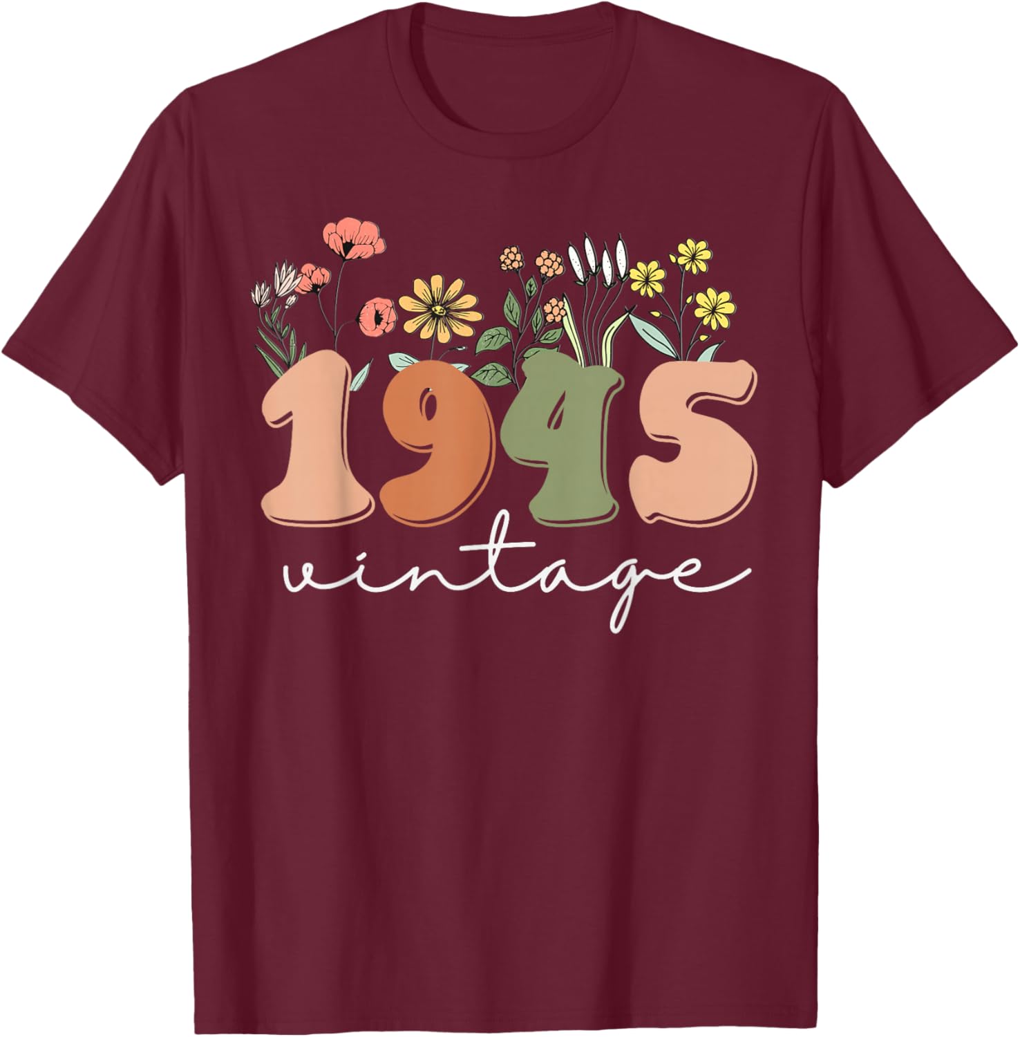 Vintage 1945 80th Birthday Wildflower Tee for Women - Unique Gift Idea - 11