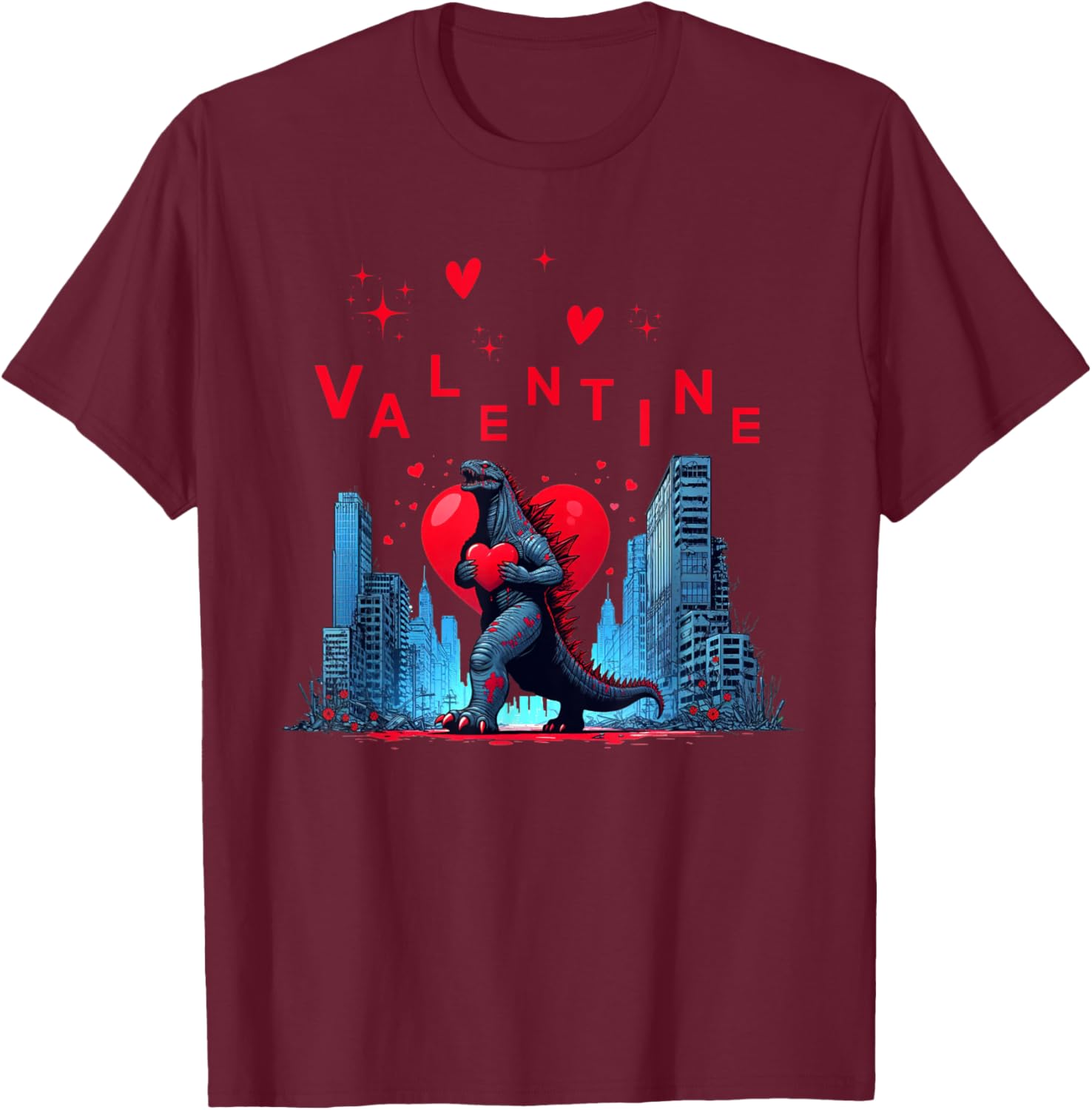 Valentine Kaiju Monster Art T-Shirt for Lovers - Cute Japanese Design - 3