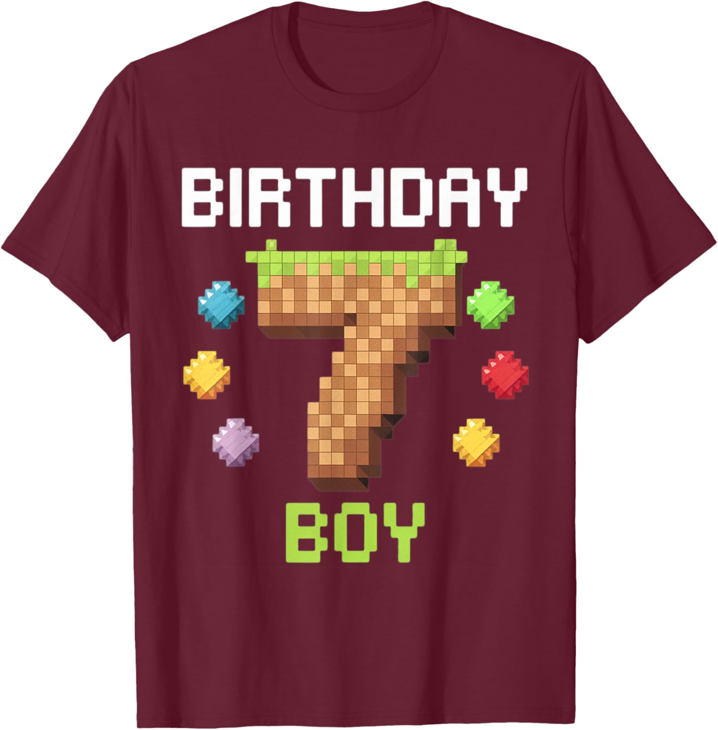 Birthday Boy Gamer 7th Birthday Pixel Number T-Shirt for Kids - 20