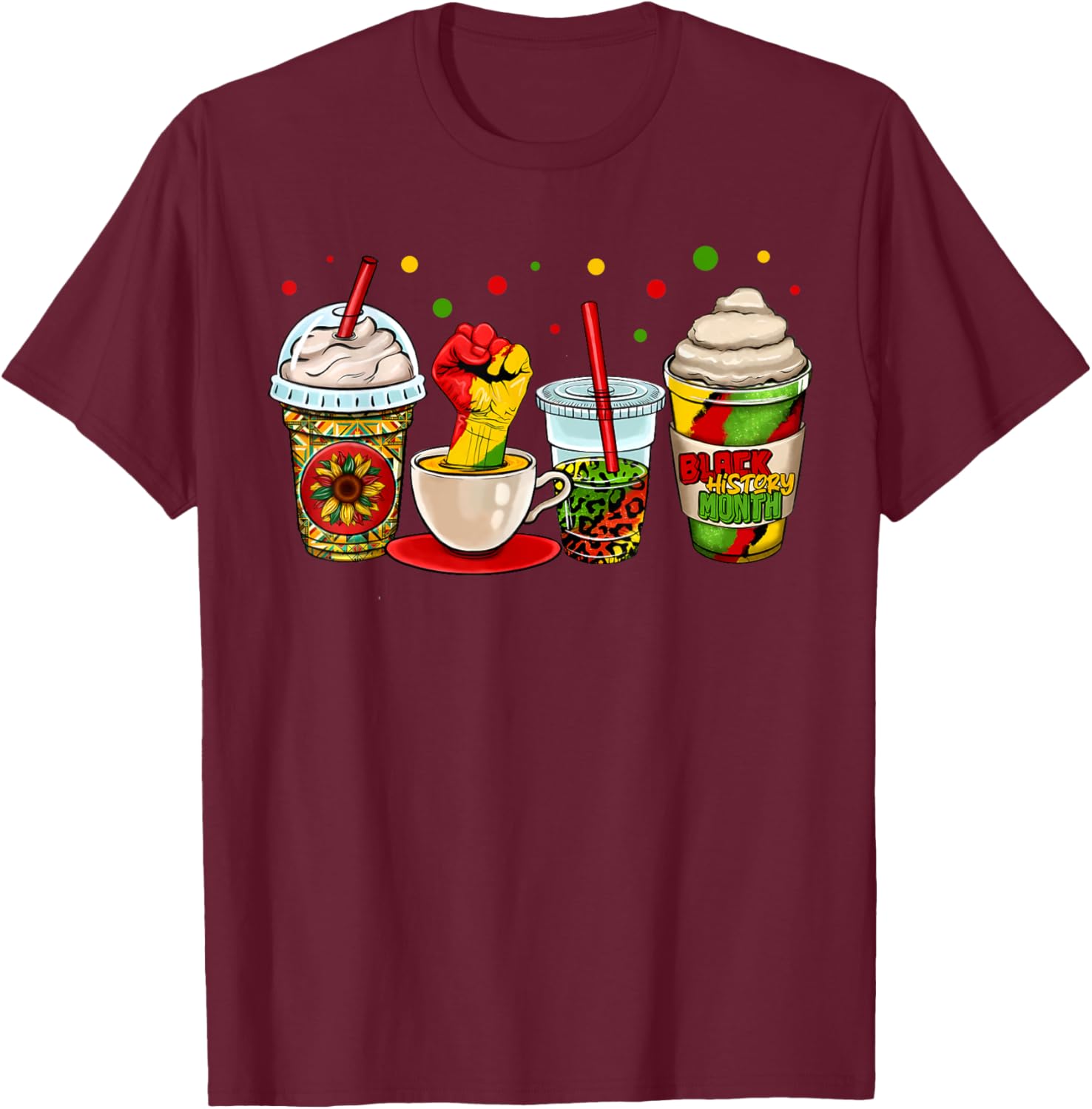 Celebrate Black History Month with Kente Dashiki Coffee Cup T-Shirt - 17