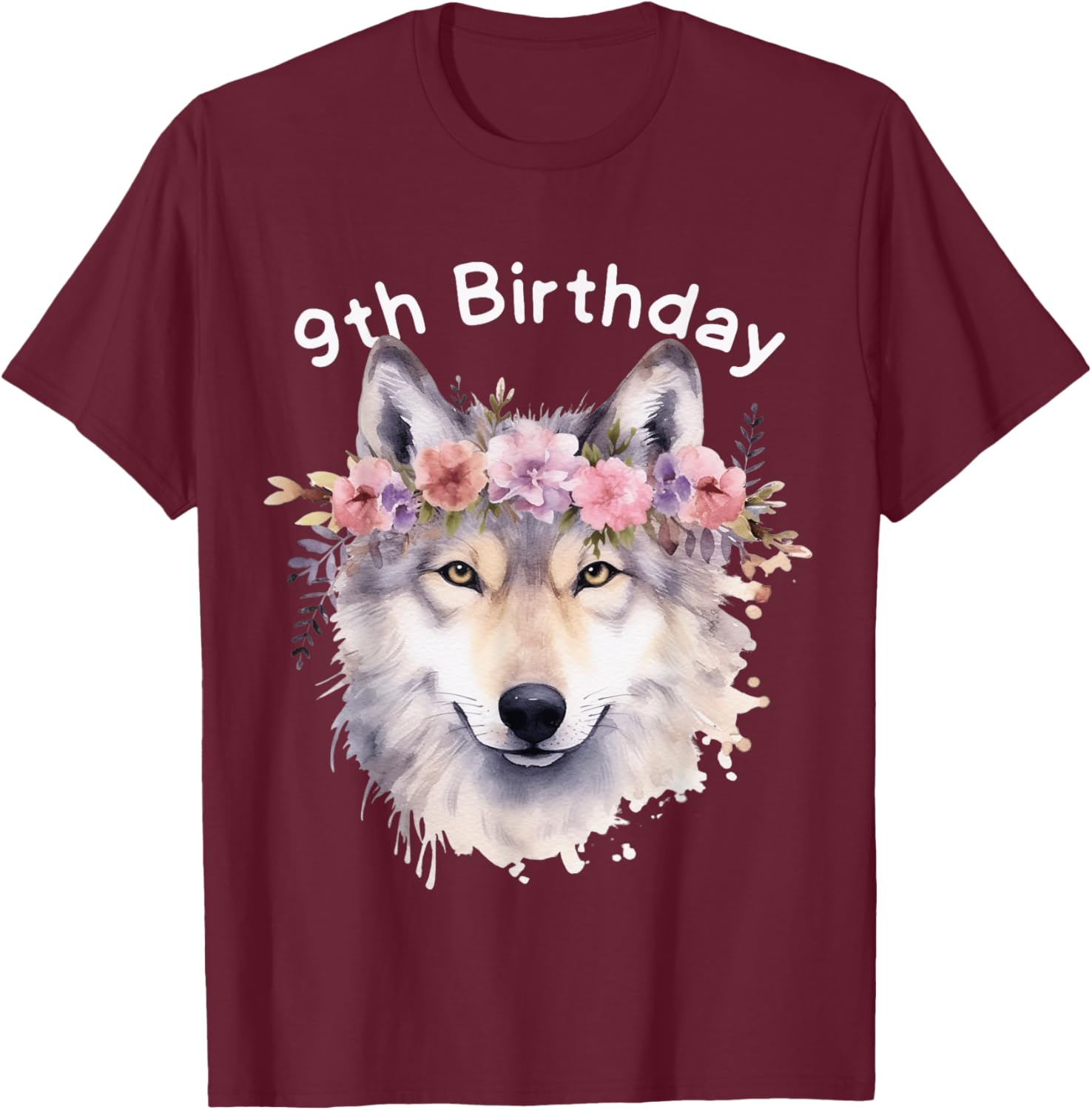 9th Birthday Wolf Pack T-Shirt for Girls - Cute Wolves Party Tee - 4
