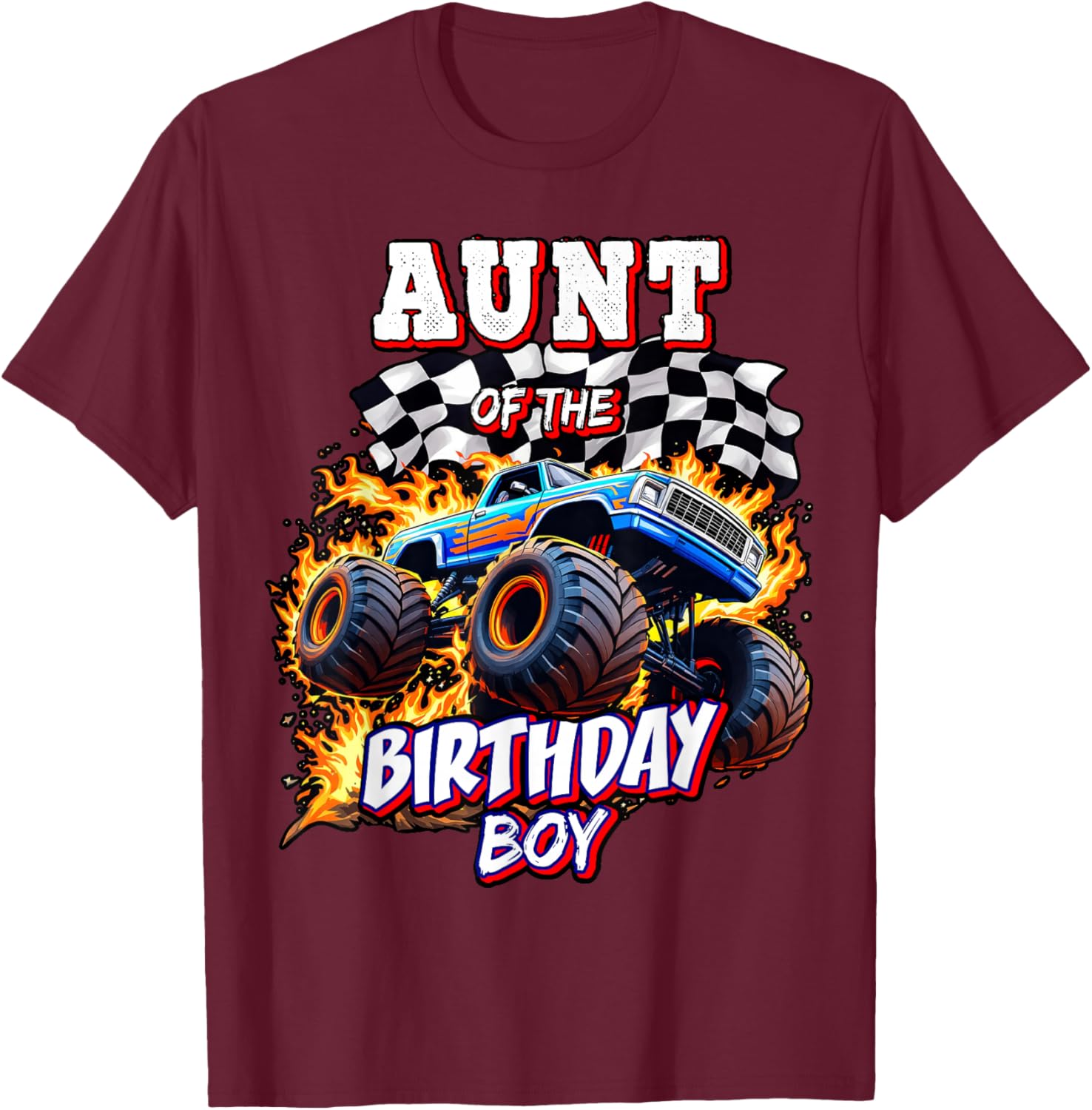Monster Truck Birthday Party T-Shirt for Aunt of the Birthday Boy - 8