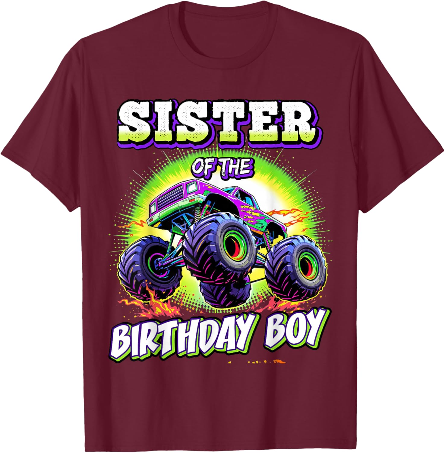 Sister of the Birthday Boy Monster Truck Party T-Shirt for Fun Celebrations - 4