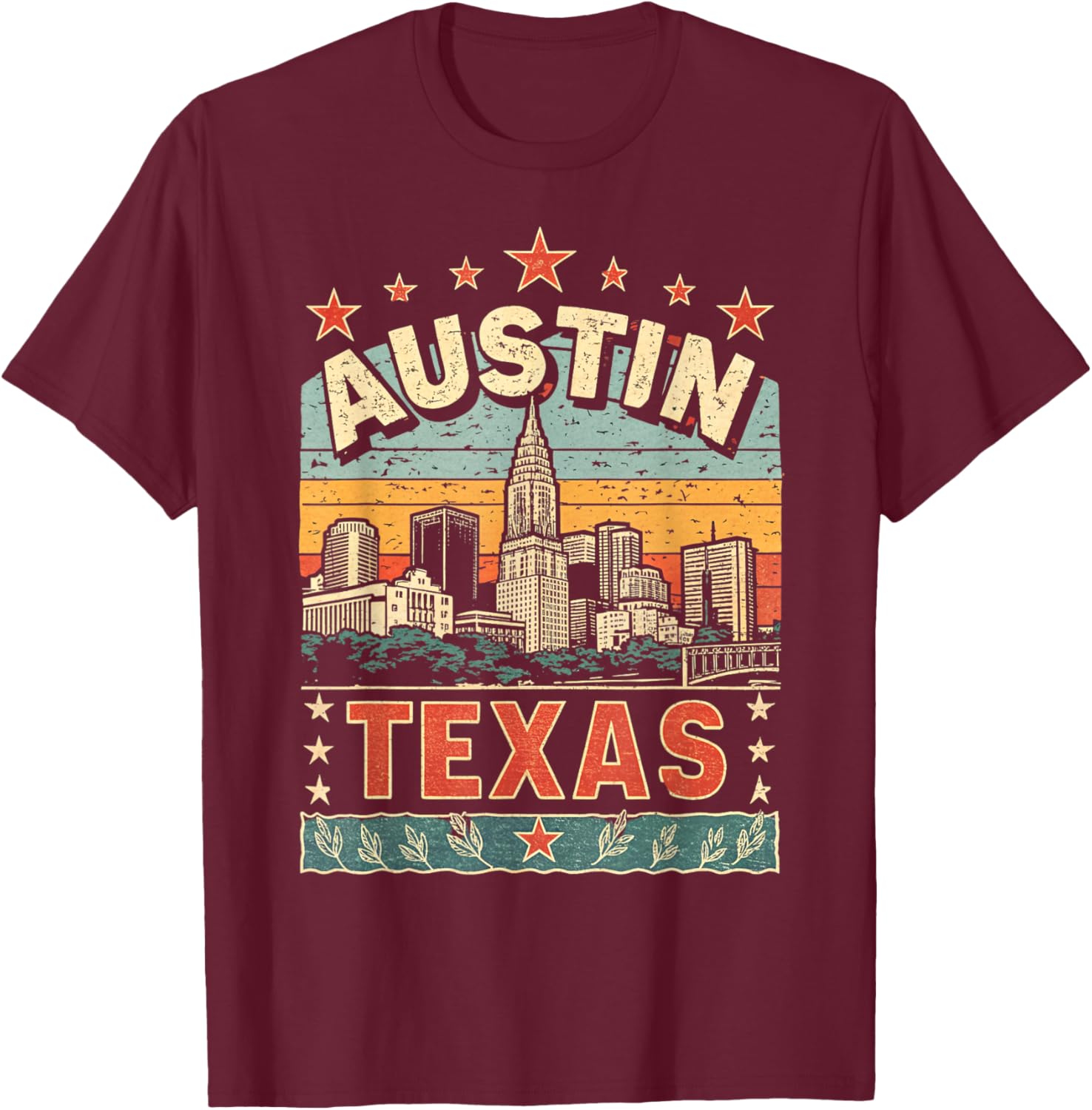 Austin Texas Skyline Vintage Graphic T-Shirt for City Lovers - 4