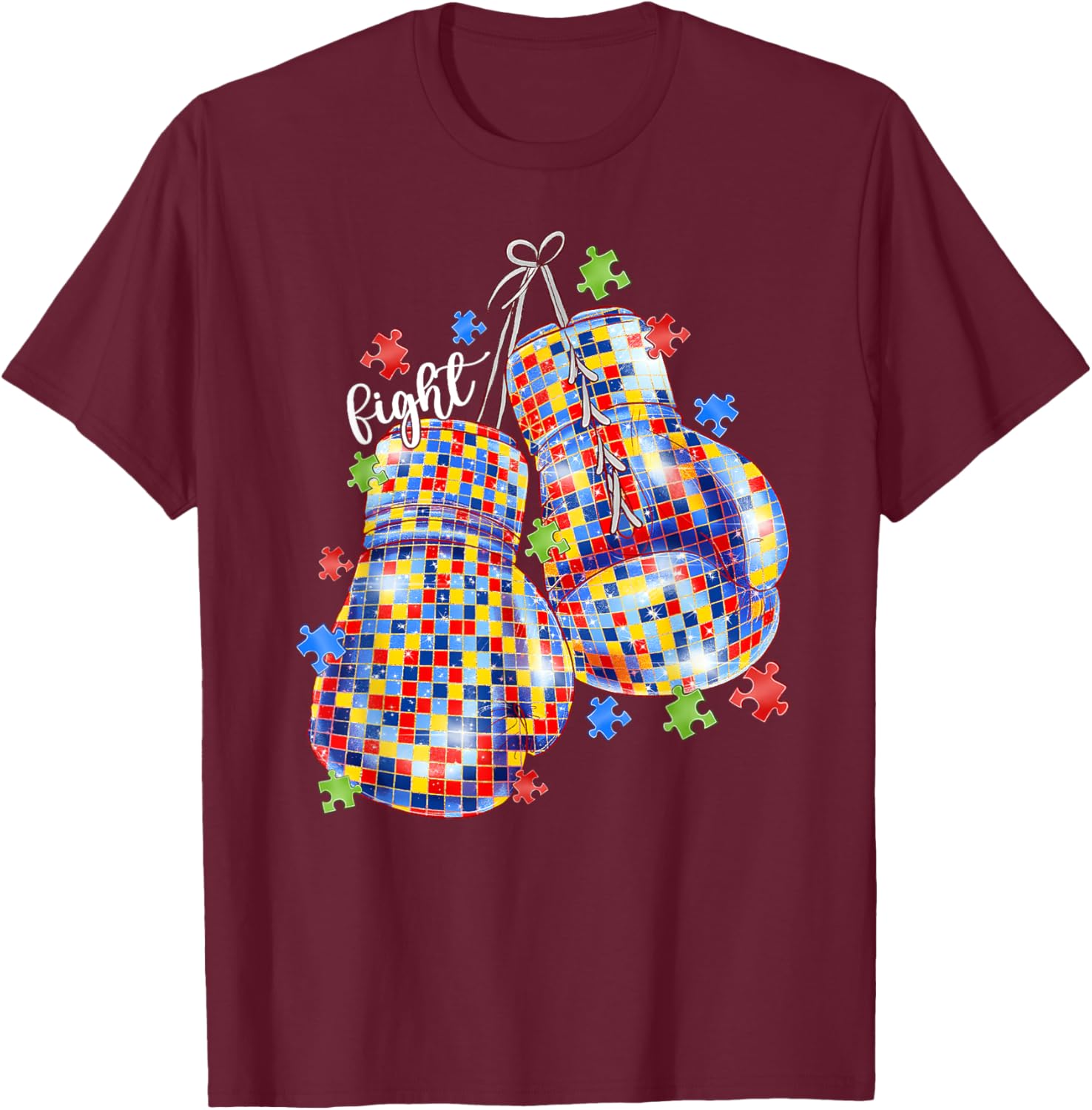 Autism Awareness Puzzle Piece Boxing Gloves T-Shirt for All Ages - 11