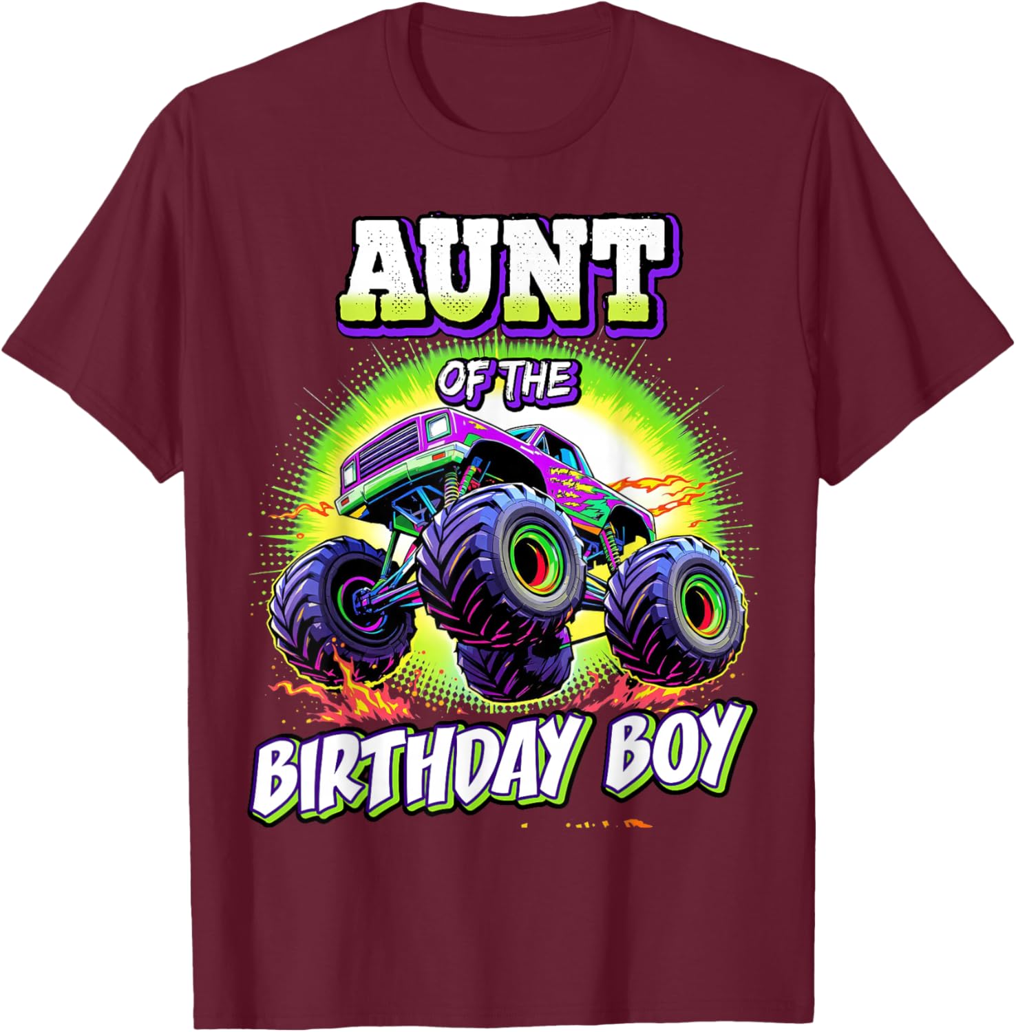 Aunt of the Birthday Boy Monster Truck T-Shirt for Fun Birthday Parties - 9