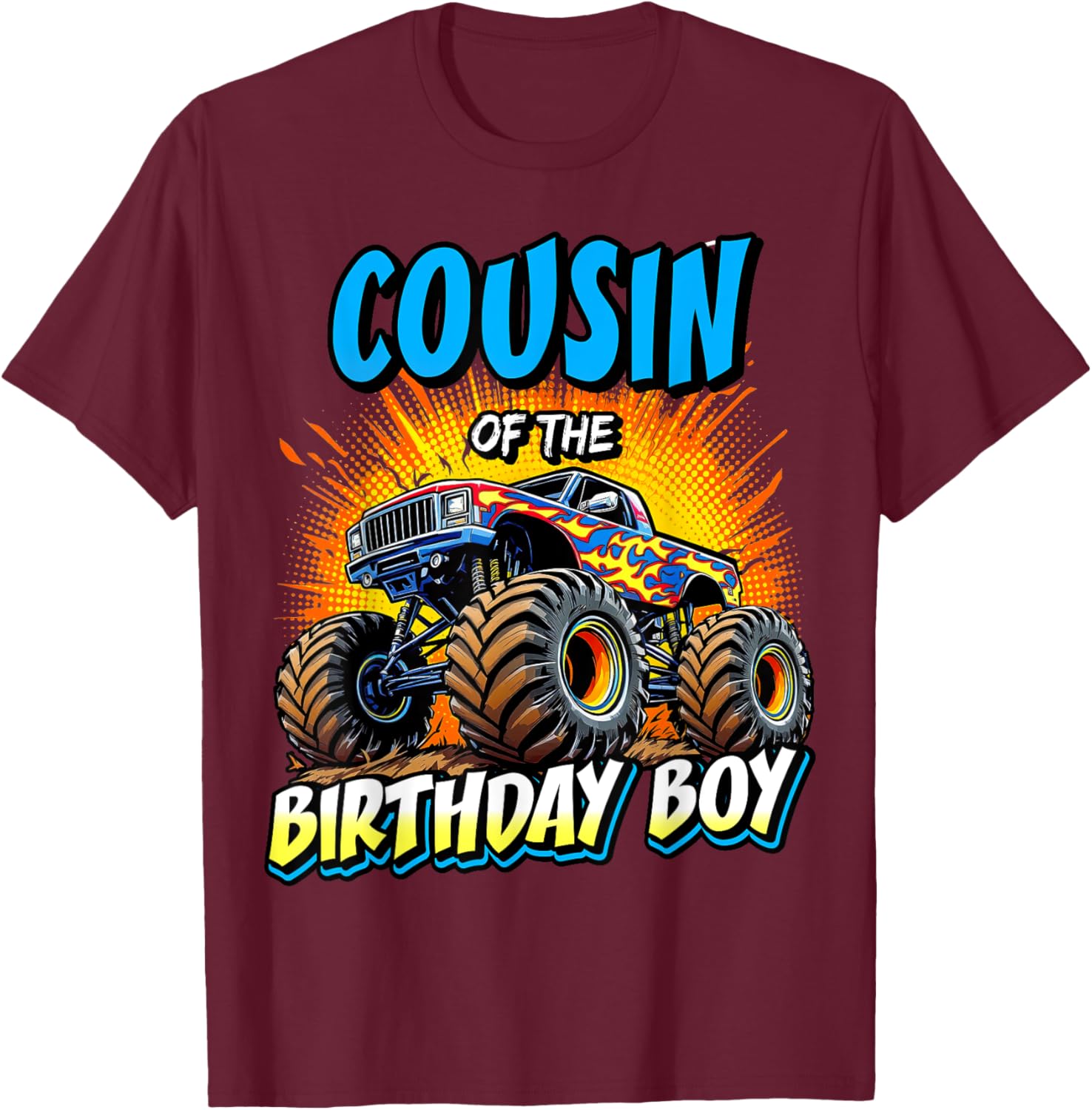 Cousin of the Birthday Boy Monster Truck T-Shirt for Fun Birthday Parties - 6
