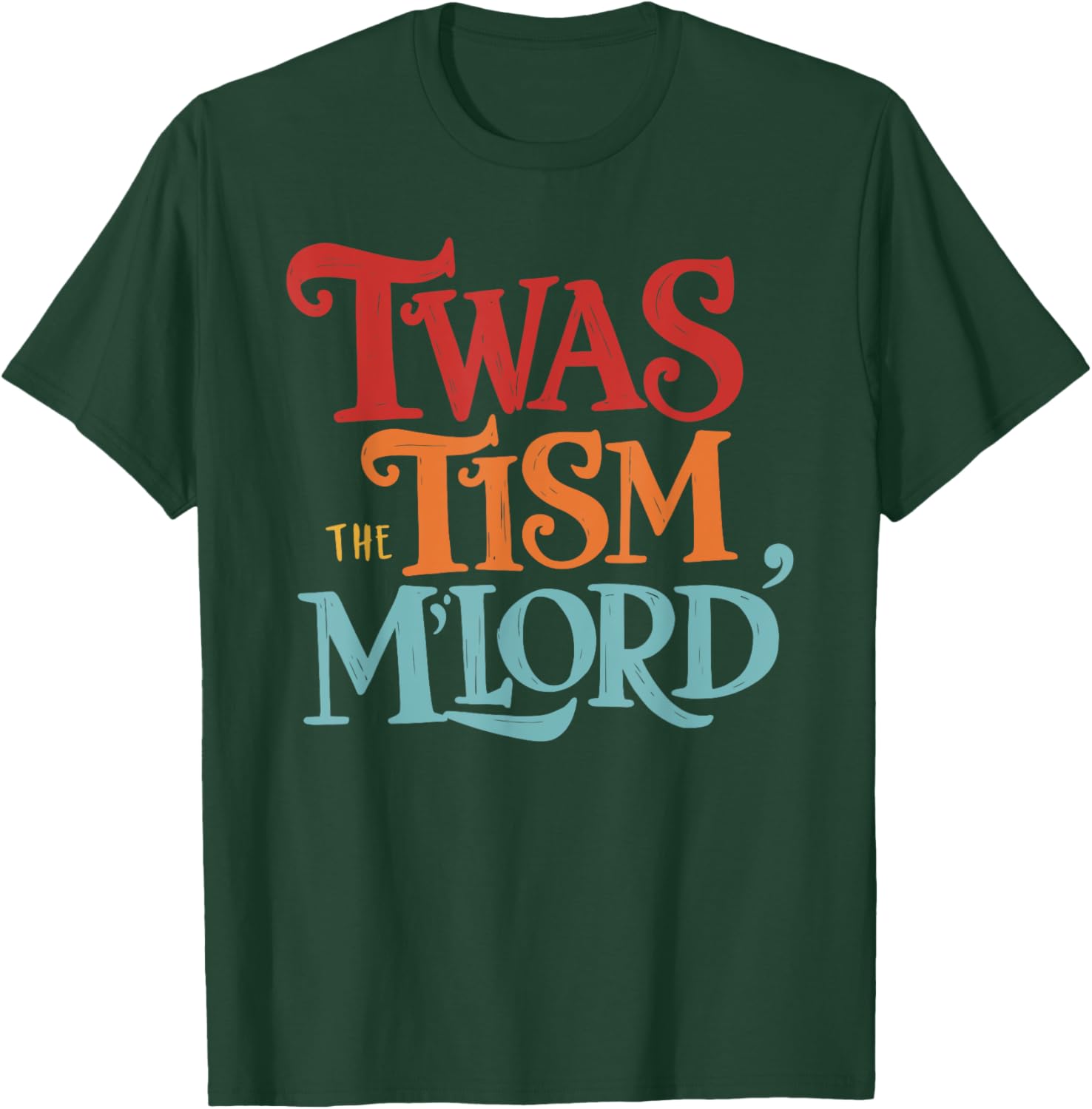 Vintage Style Twas the Tism M'Lord Black T-Shirt for Unisex Adults - 14