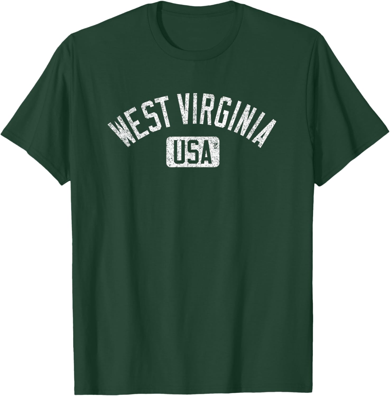 West Virginia Arched Text Distressed White Print T-Shirt for Casual Style - 17
