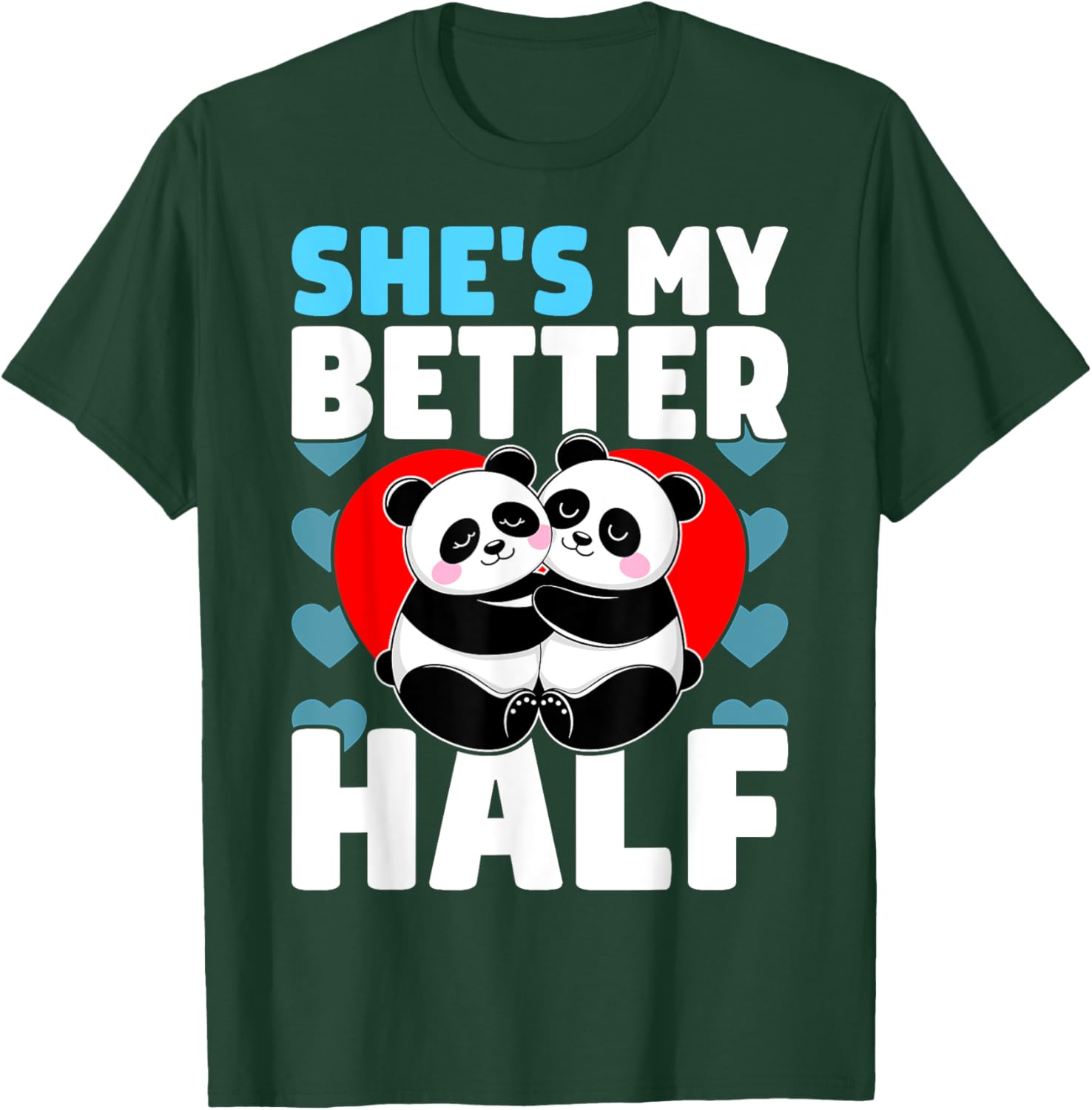 Adorable Better Half Heart Panda Couple Valentine's Day T-Shirt - 3