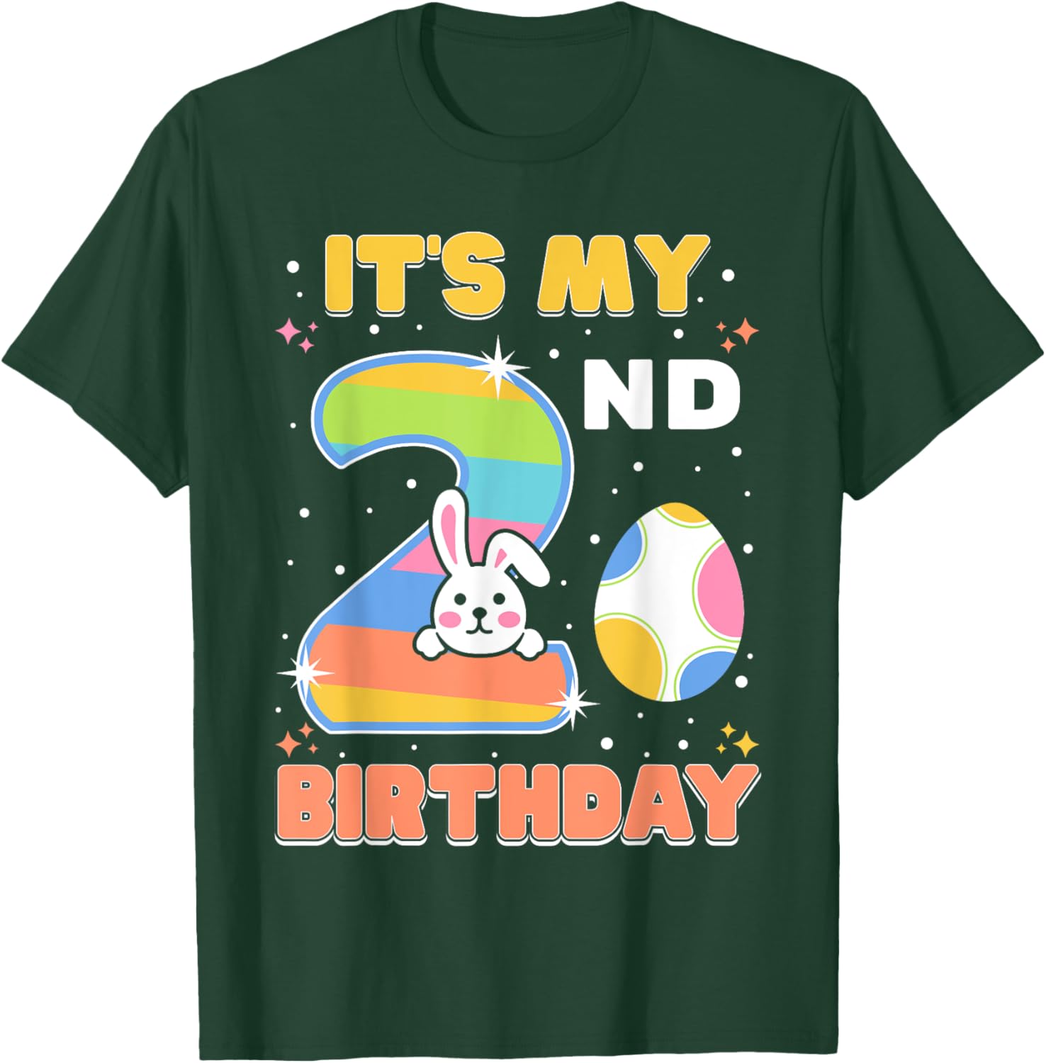 Cute Easter Bunny 2nd Birthday T-Shirt for Boys and Girls Age 2 - 15