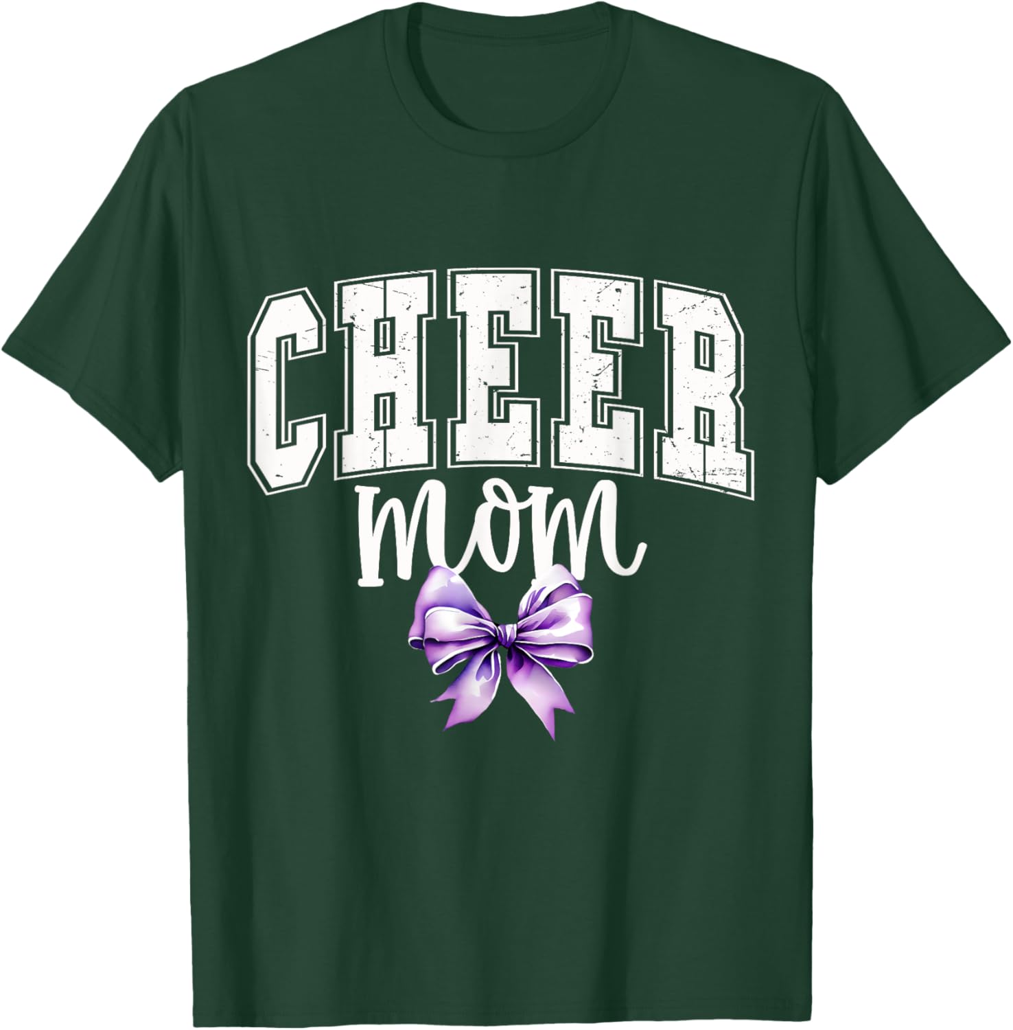 Cheer MOM Coquette Purple Bow Cheerleader T-Shirt for Supportive Moms - 25
