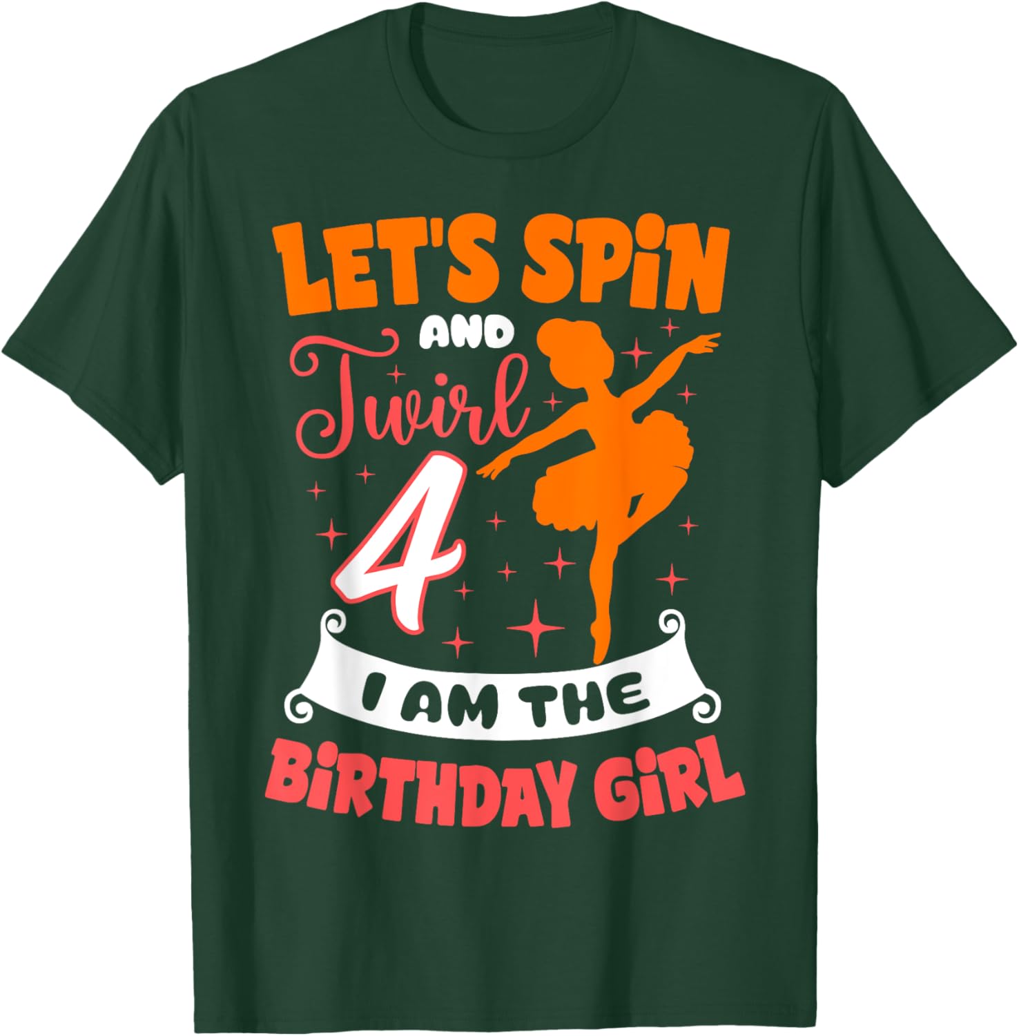 Ballerina Birthday Girl 4th Bday Pointe T-Shirt for Young Dancers - 13