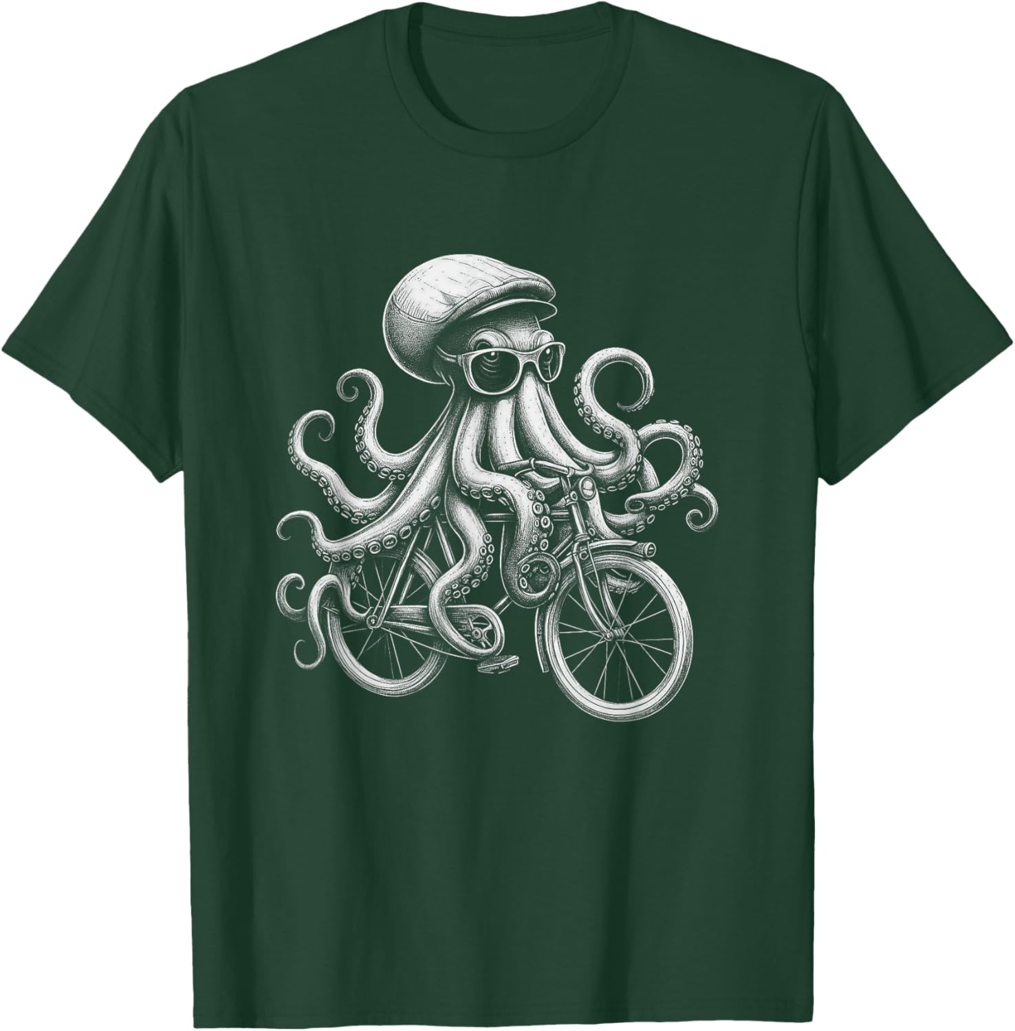 Cool Octopus Riding Bicycle T-Shirt Fun and Unique Graphic Tee for Everyone - 4