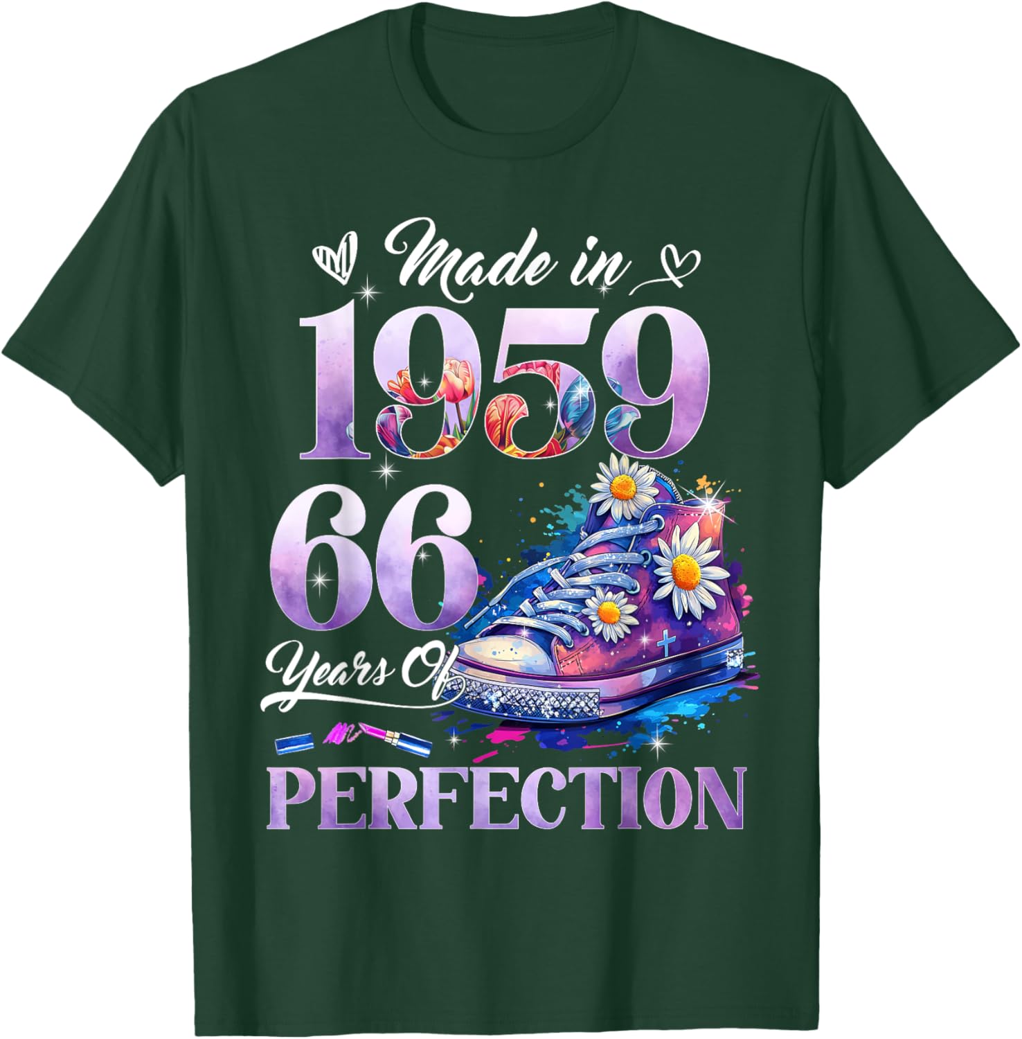 Floral 66th Birthday T-Shirt for Women Made in 1959 Unique Gift - 7