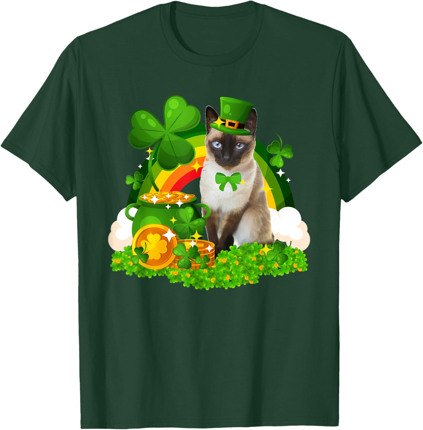 Adorable Leprechaun Siamese Cat St Patrick's Day T-Shirt for Cat Lovers - 4