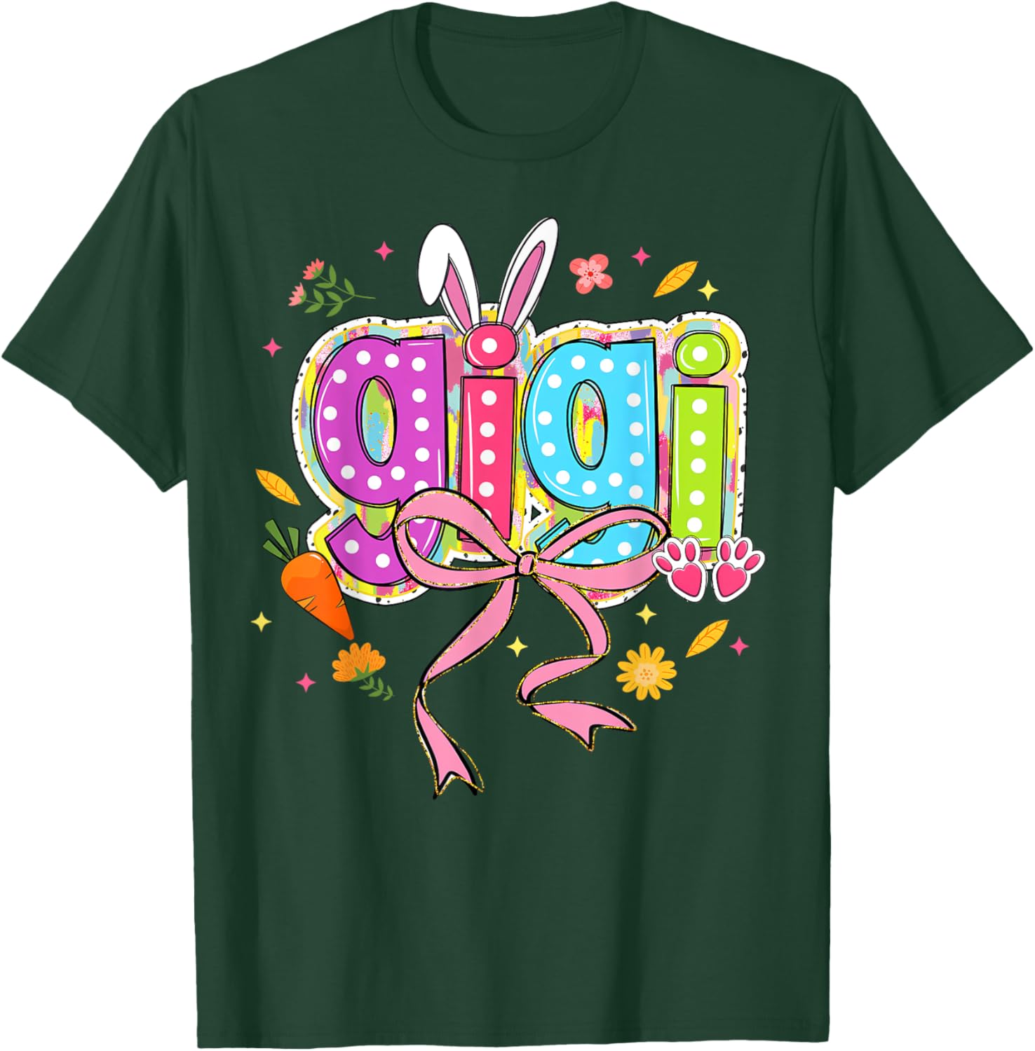 Coquette Bow Bunny Gigi Easter T-Shirt with Boho Floral Design for Family - 10