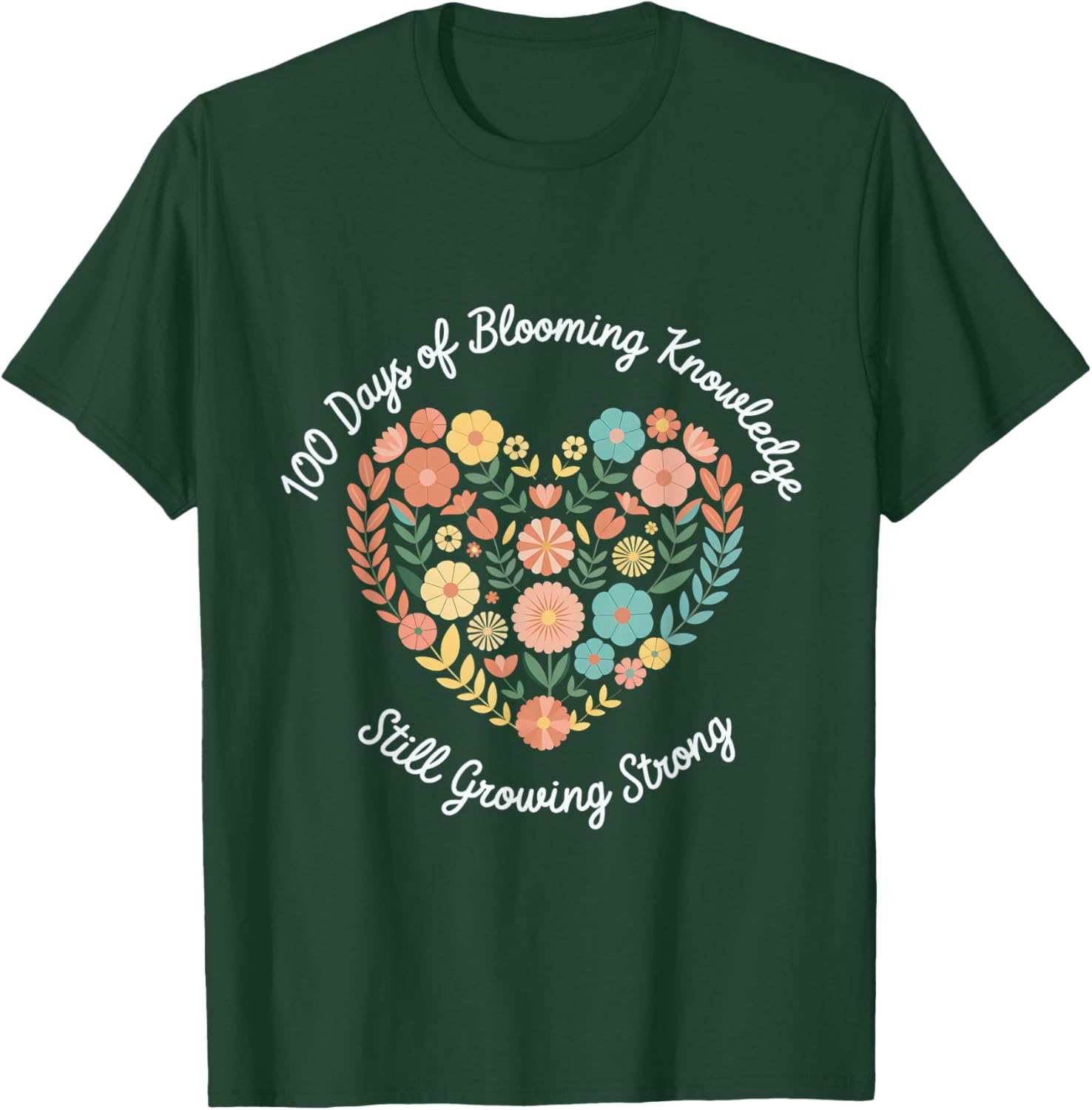 Boho Flowers 100th Day of School Teacher T-Shirt for Classroom Fun - 2