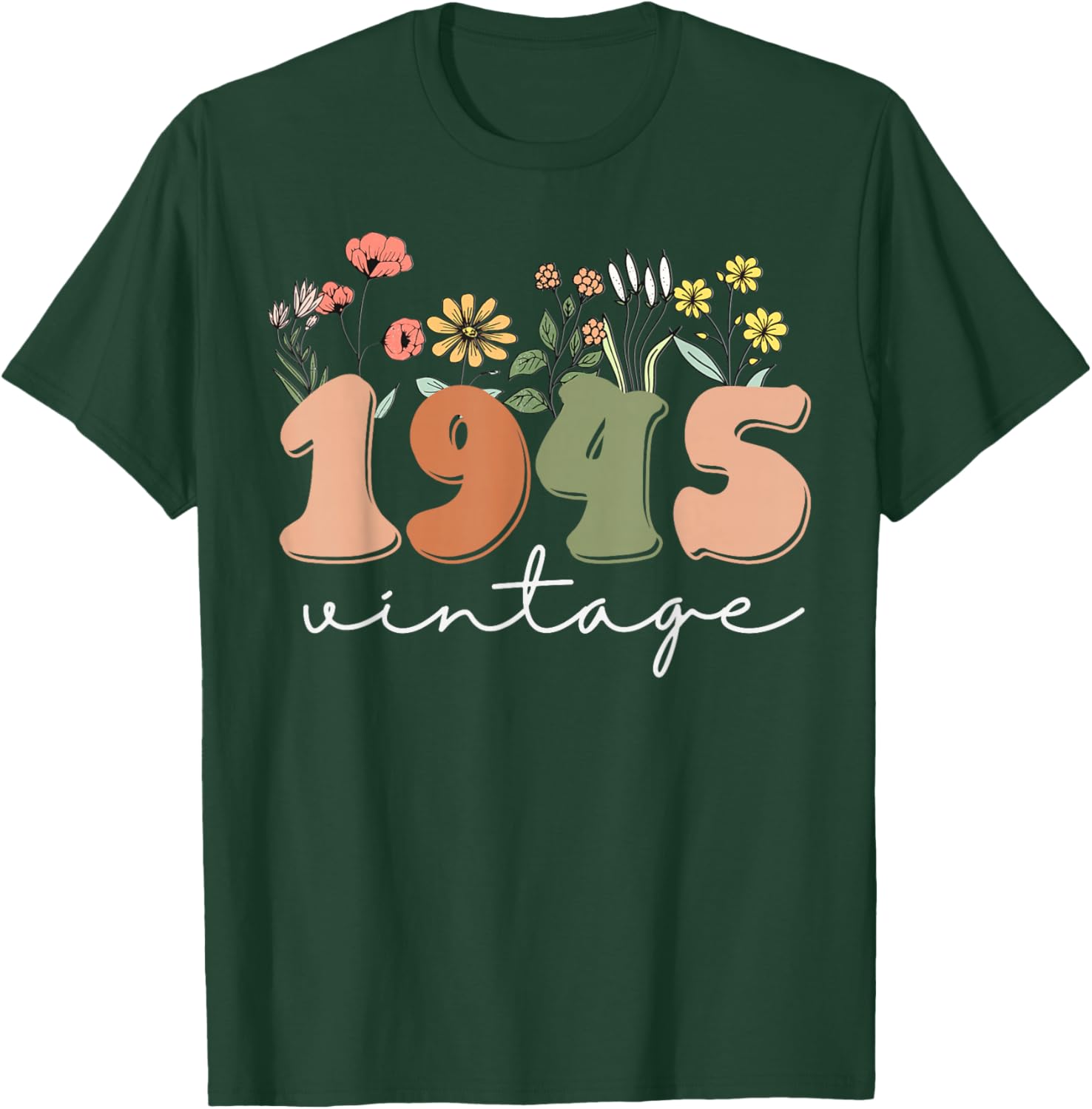 Vintage 1945 80th Birthday Wildflower Tee for Women - Unique Gift Idea - 14