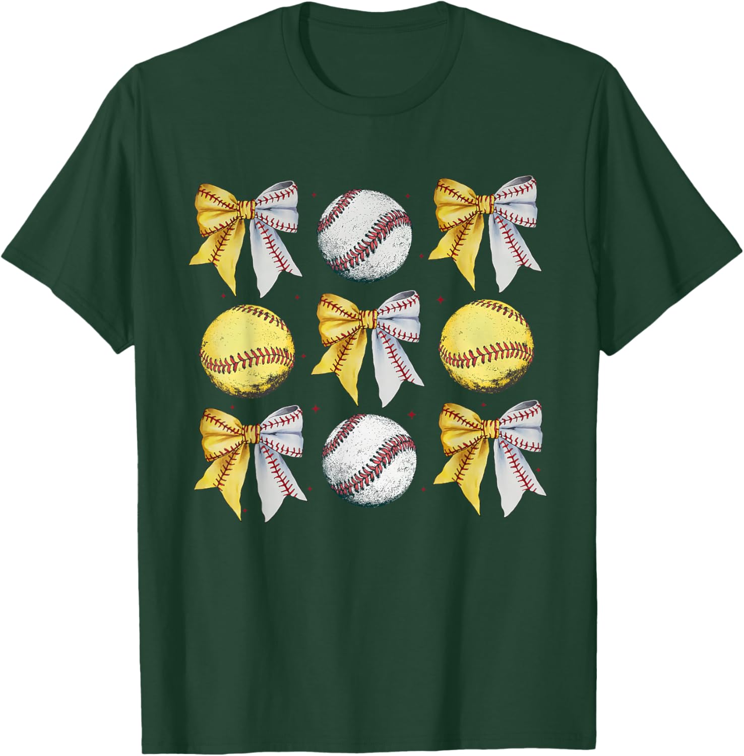 Coquette Bow Baseball Softball Game Day Mom T-Shirt for Women - 1
