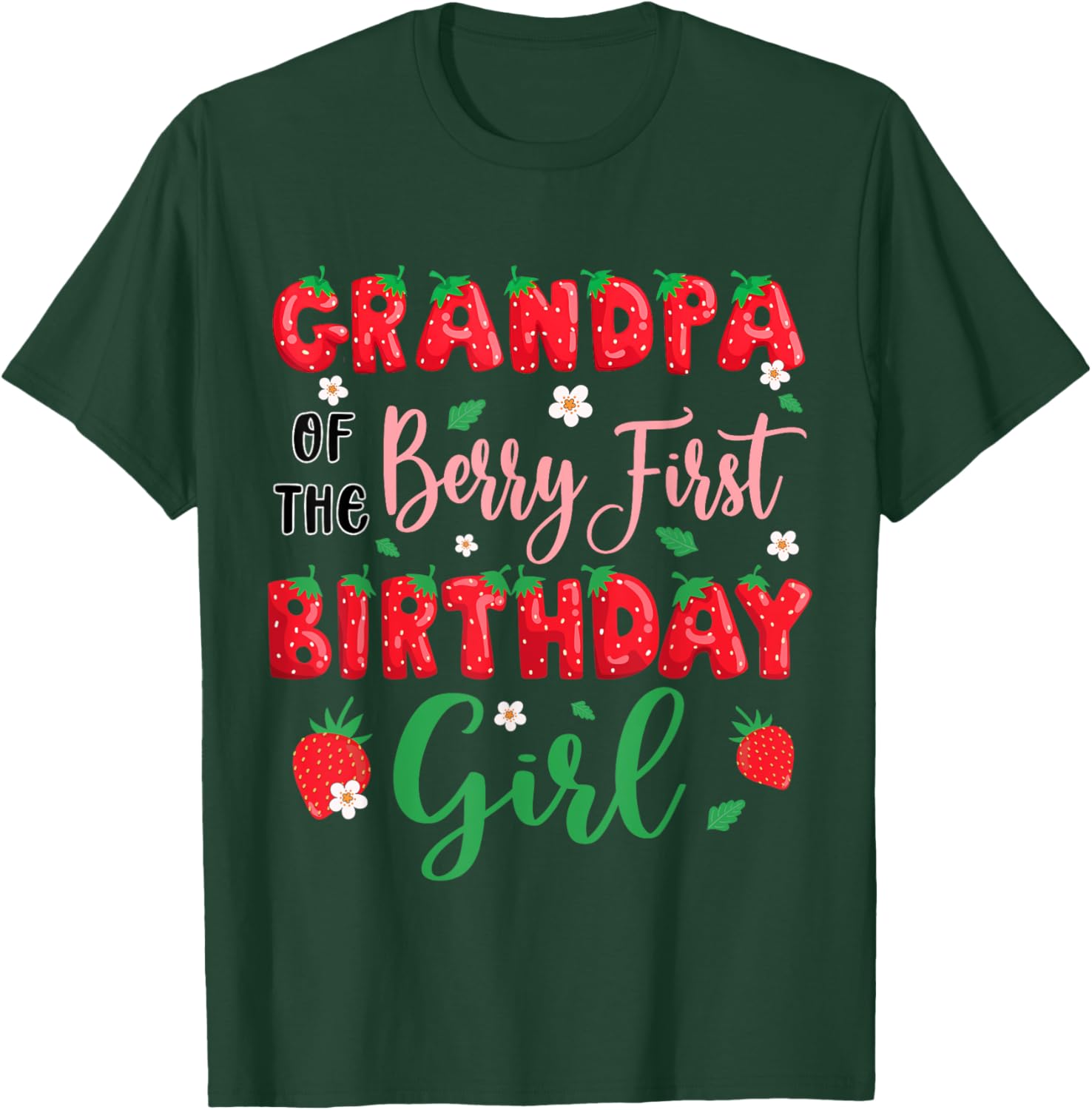 Grandpa of the Berry First Birthday Girl Strawberry T-Shirt for Dad - 6
