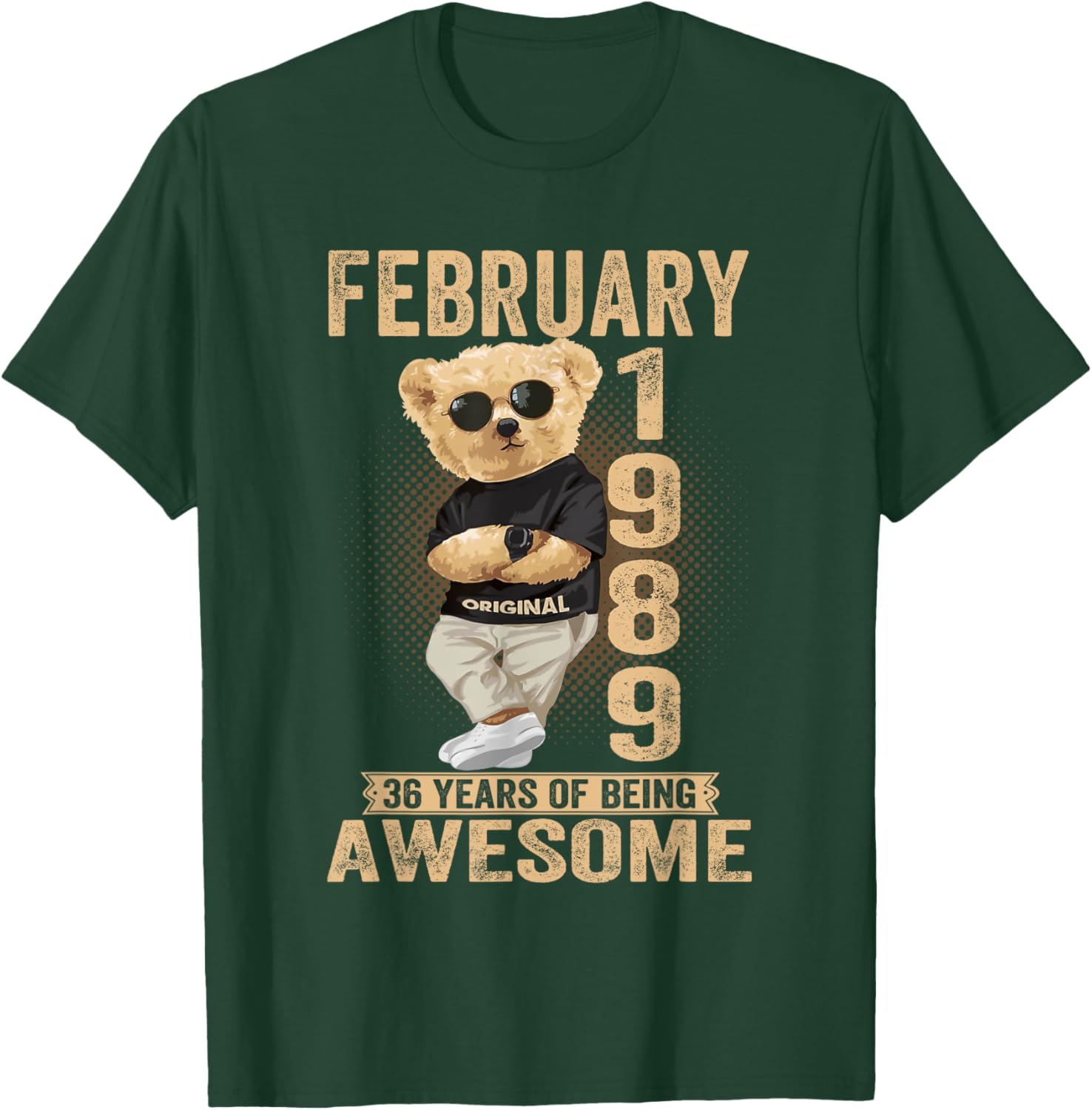 Awesome February 36th Birthday Teddy Bear T-Shirt for Men and Women - 4