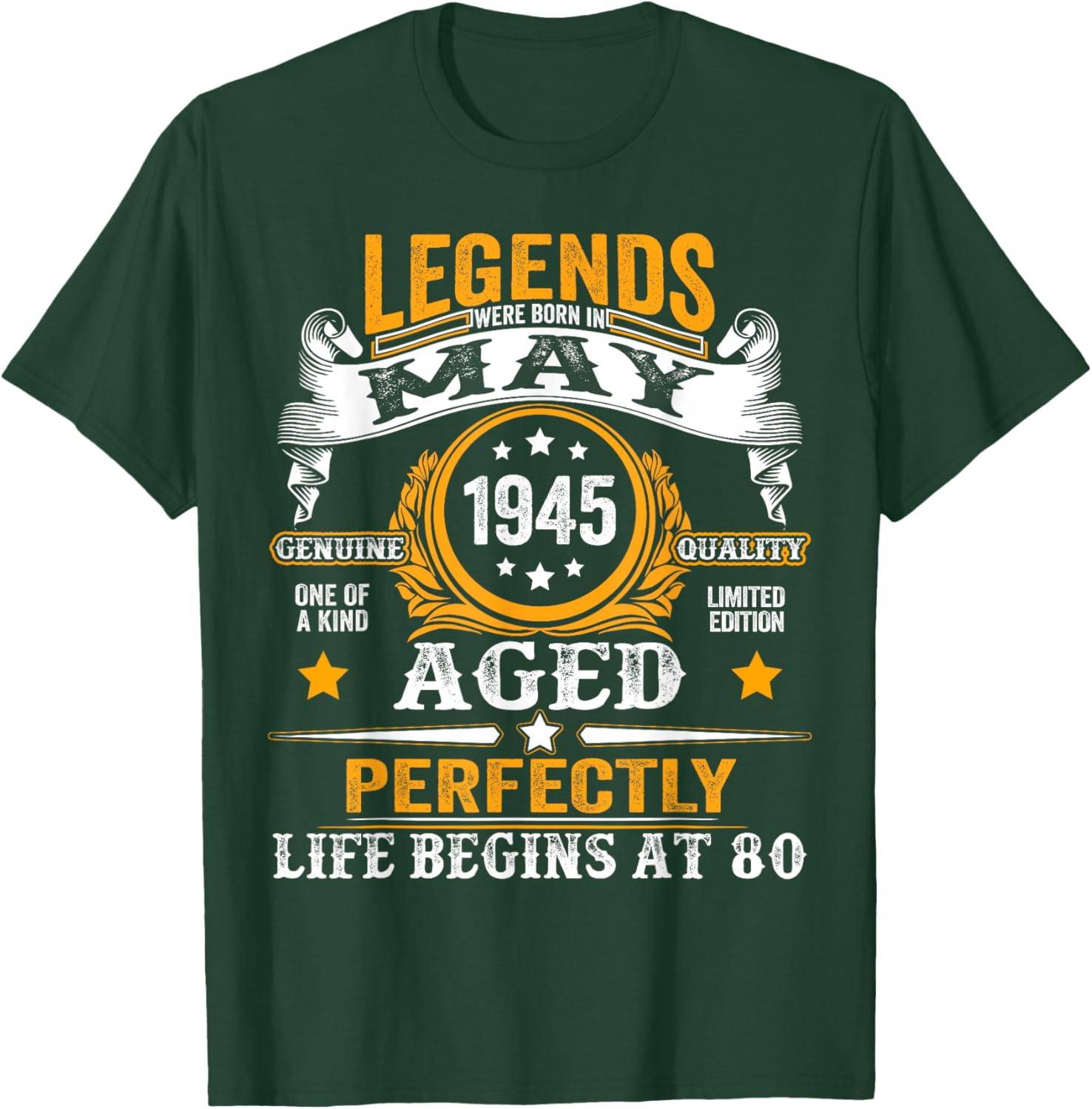 Legends Since May 1945 Retro 80th Birthday T-Shirt for Men and Women - 4