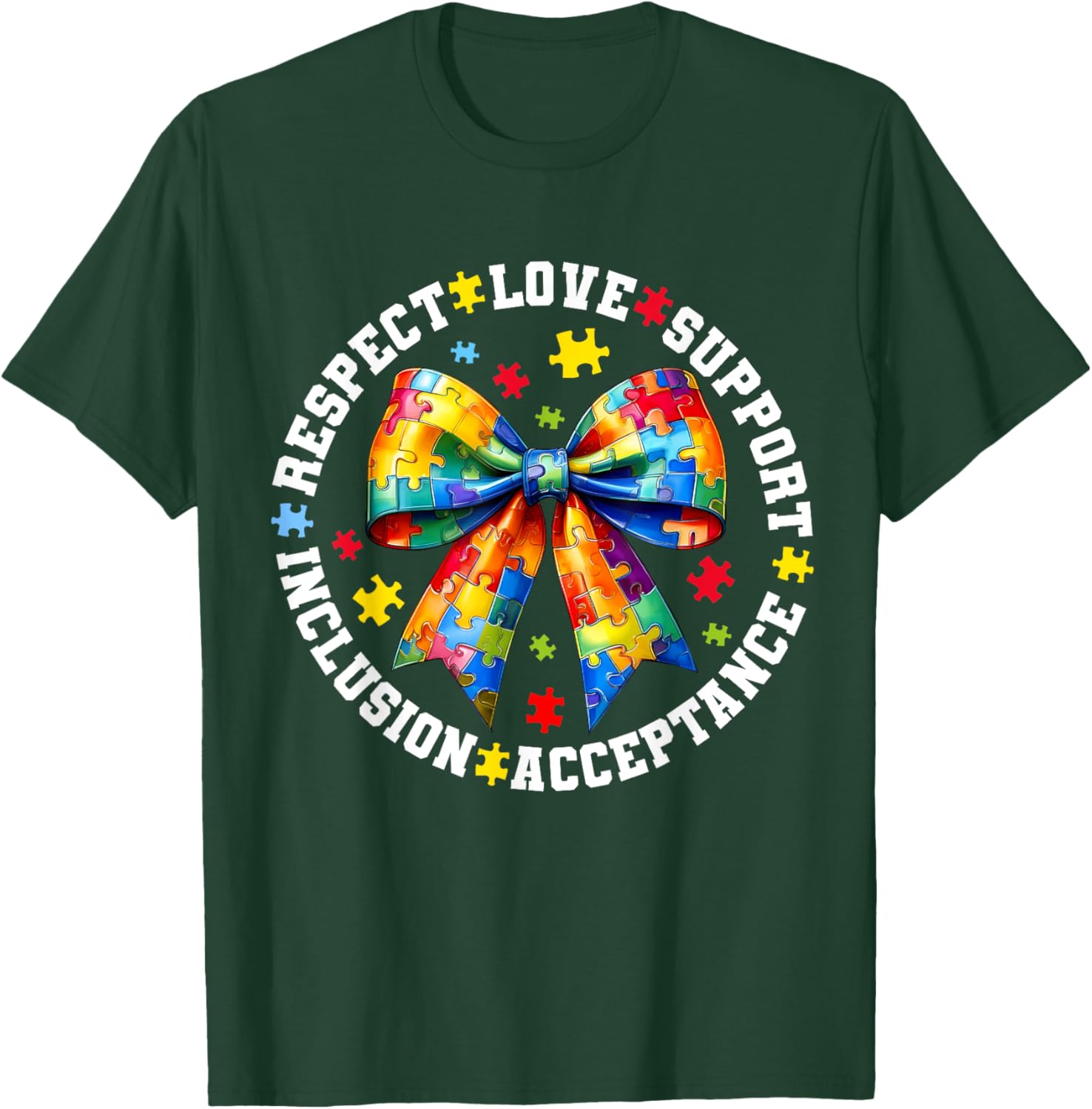 Autism Awareness Coquette Bow T-Shirt for Girls and Women - 6
