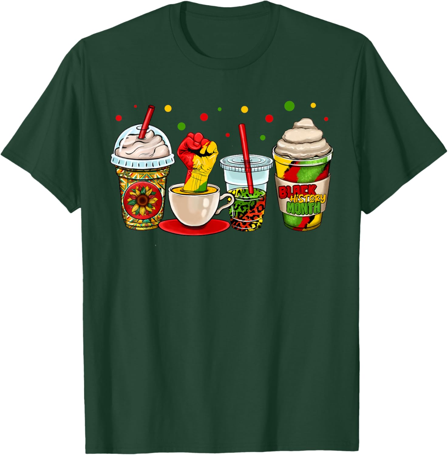 Celebrate Black History Month with Kente Dashiki Coffee Cup T-Shirt - 9