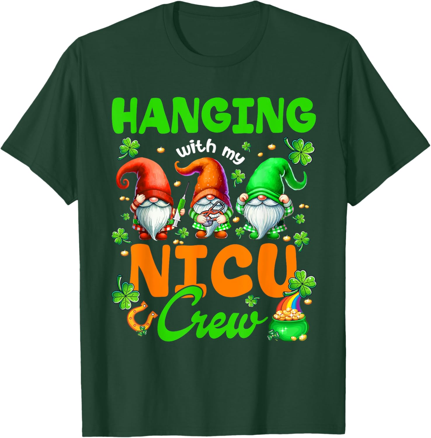 Adorable NICU Nurse Gnome St. Patrick's Day T-Shirt for Nurses and Friends - 2