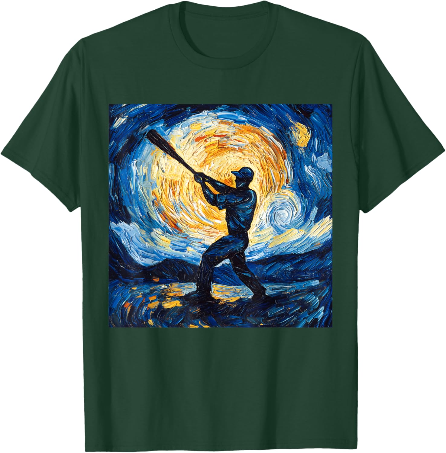 Van Gogh Starry Night Baseball Player T-Shirt for Art and Sports Lovers - 13