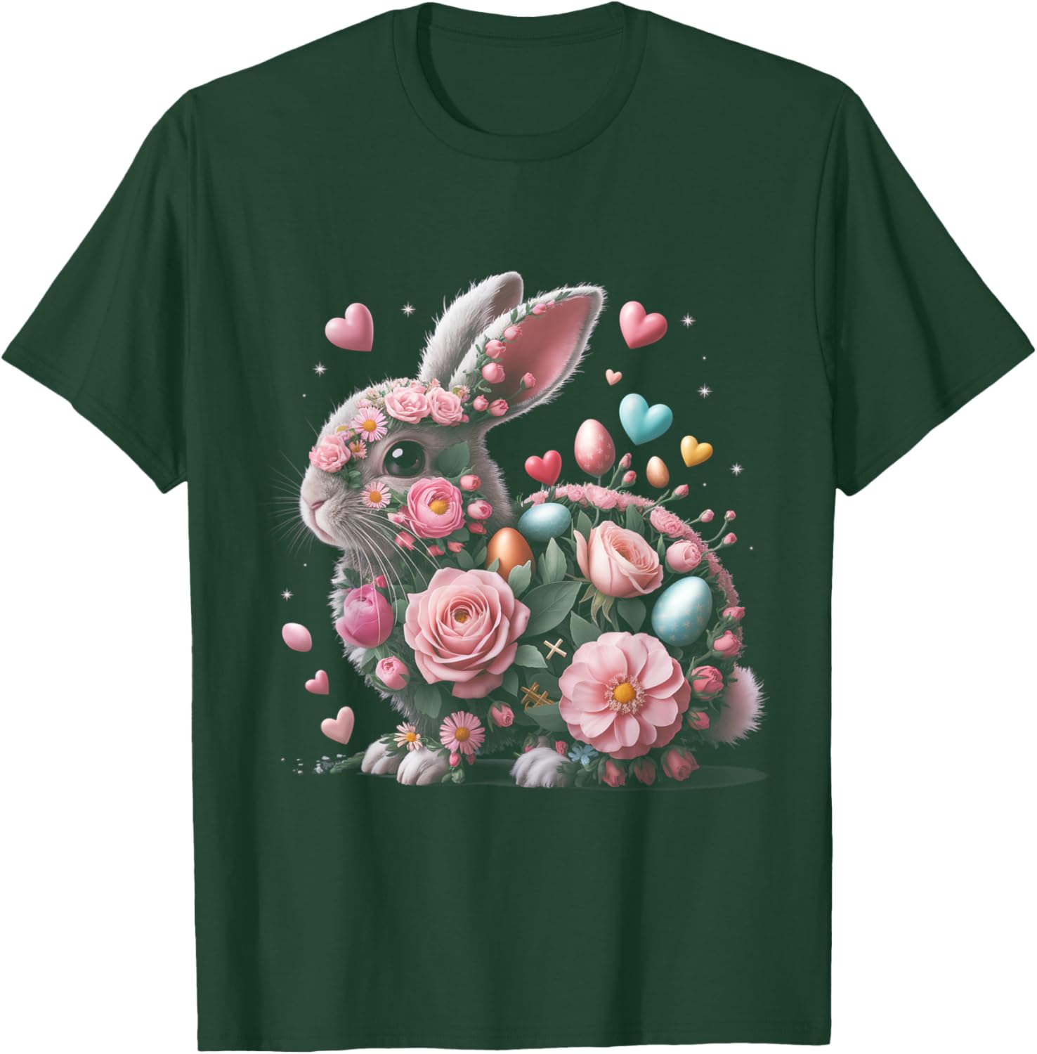 Whimsical Floral Easter Bunny Spring Aesthetic T-Shirt for Fun Celebrations - 9