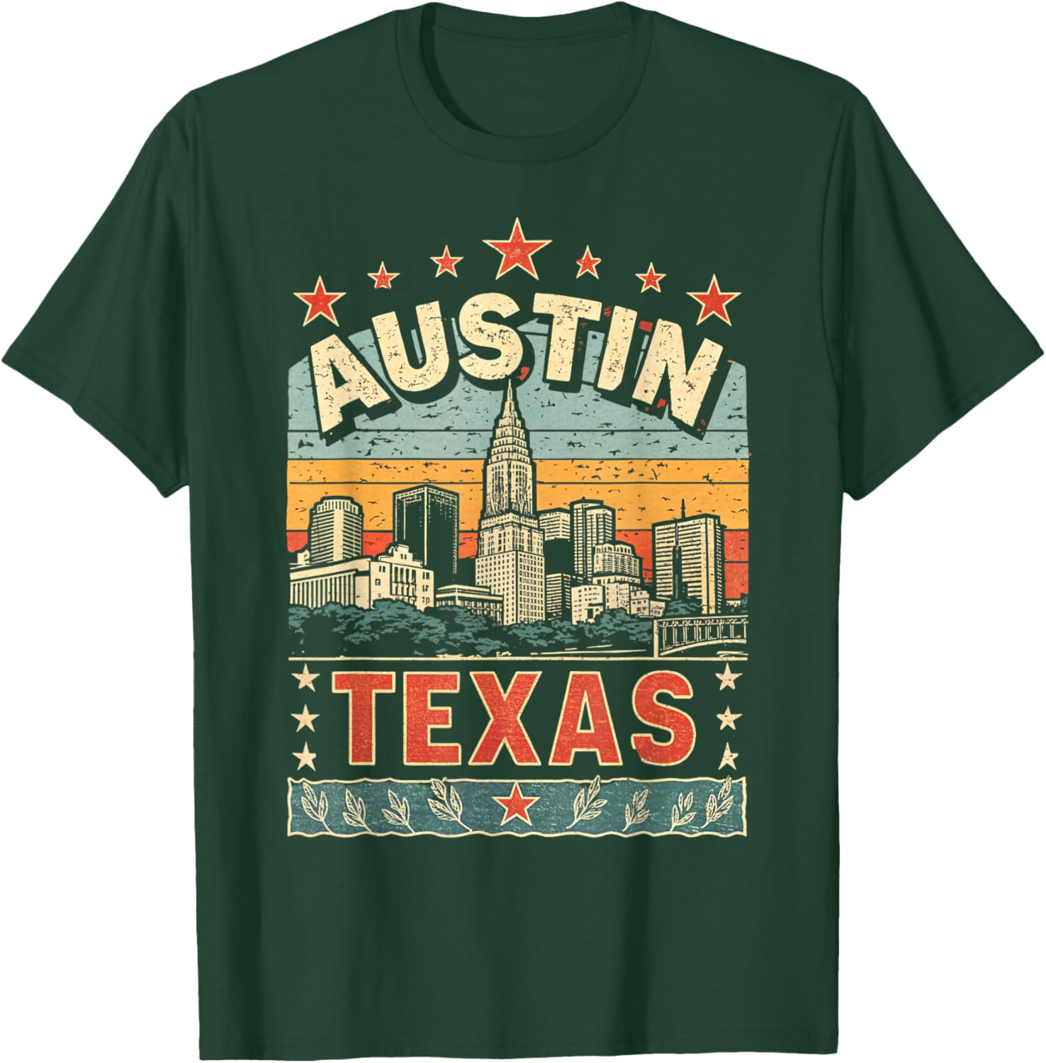 Austin Texas Skyline Vintage Graphic T-Shirt for City Lovers - 7