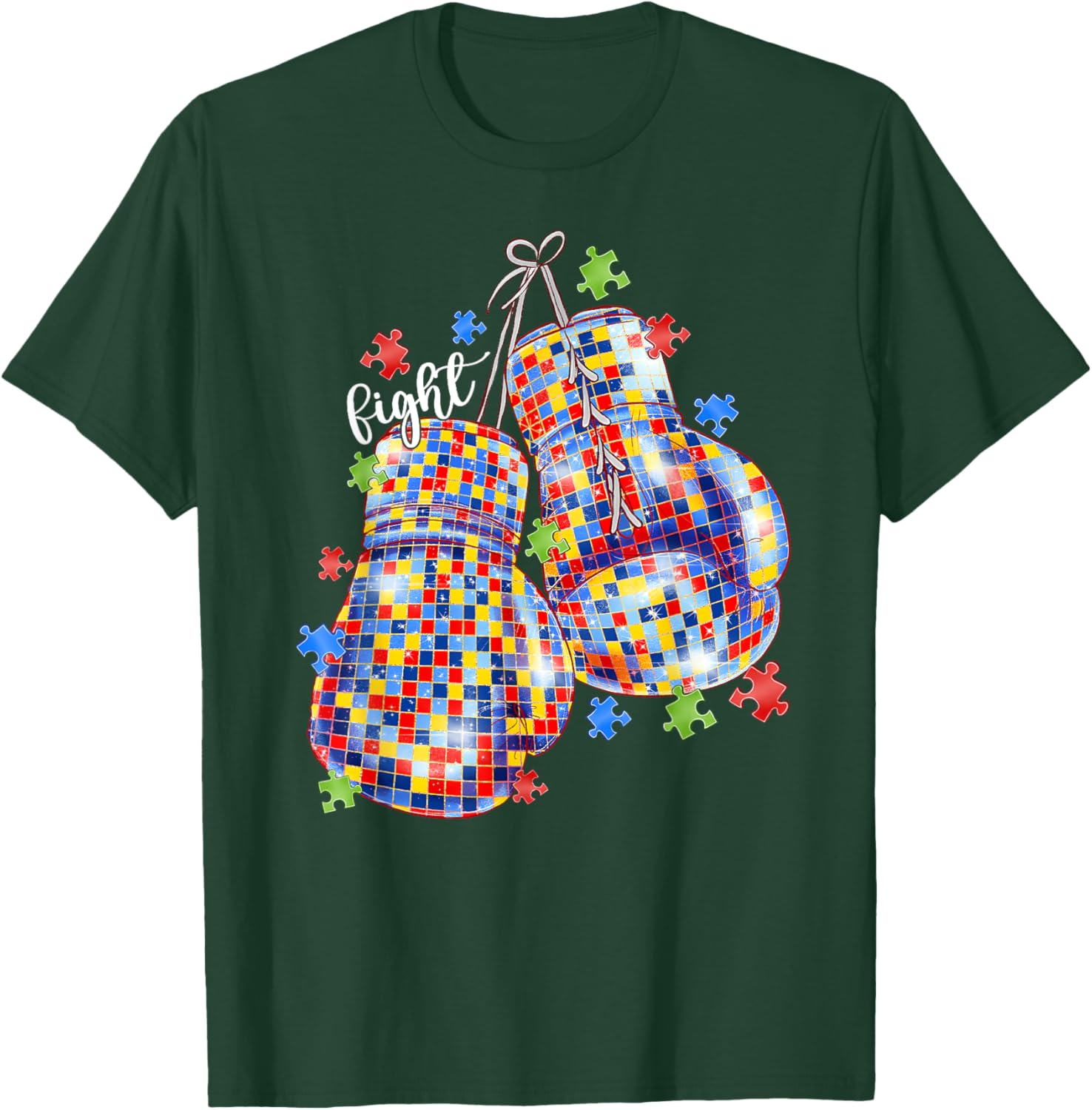 Autism Awareness Puzzle Piece Boxing Gloves T-Shirt for All Ages - 8