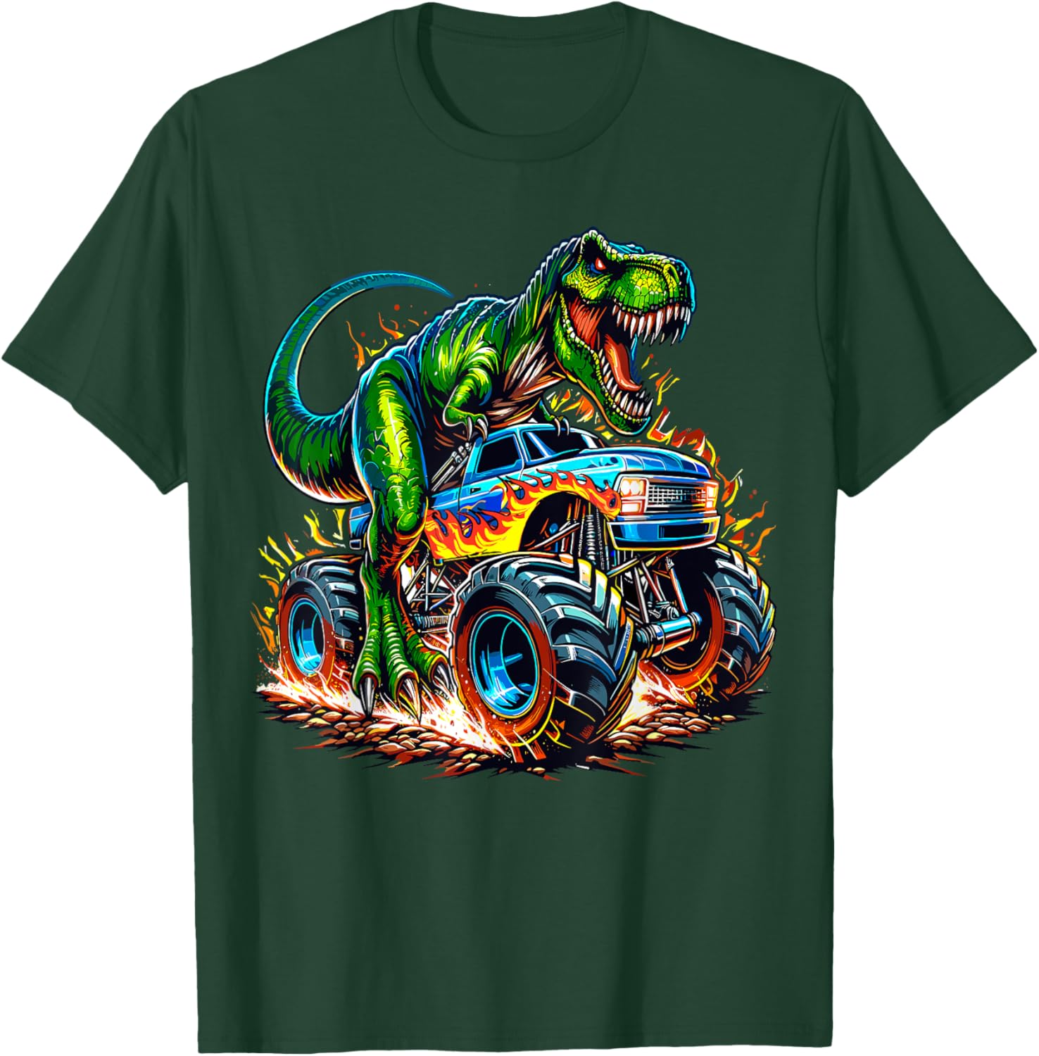 Monster Truck Dinosaur Birthday Party T-Shirt for Kids Fun Celebration - 10