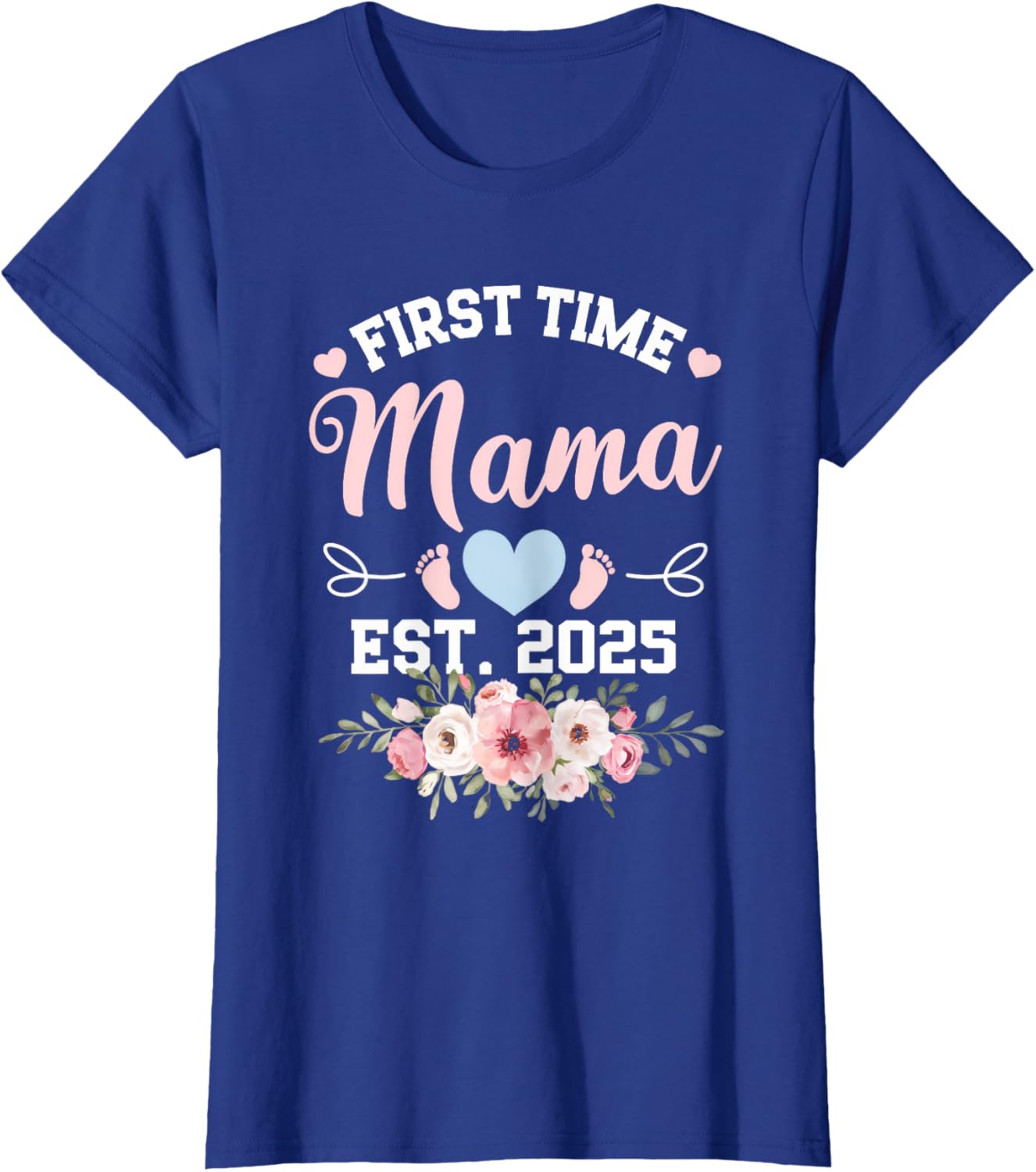 Womens First Time Mama 2025 Mother's Day Pregnancy T-Shirt in Pink - 13