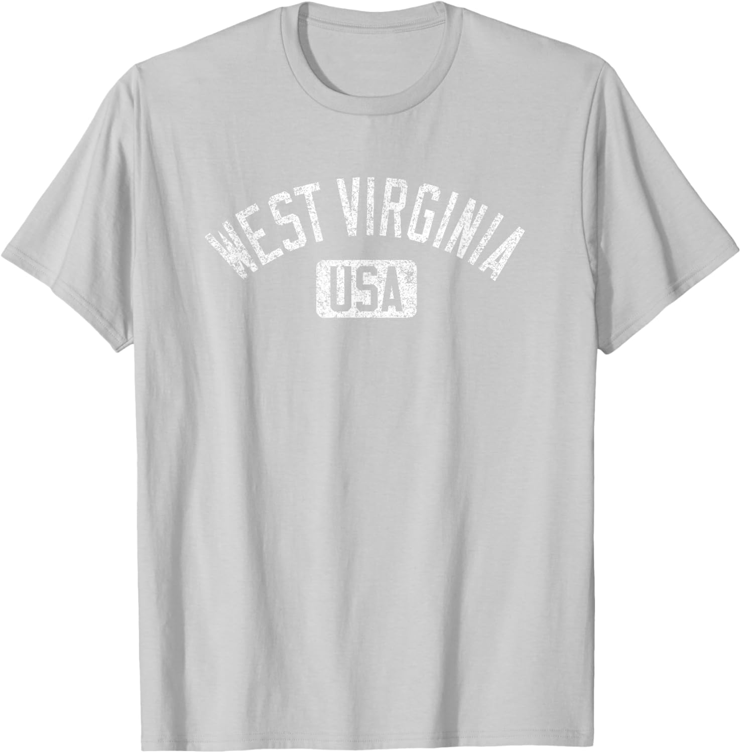 West Virginia Arched Text Distressed White Print T-Shirt for Casual Style - 20